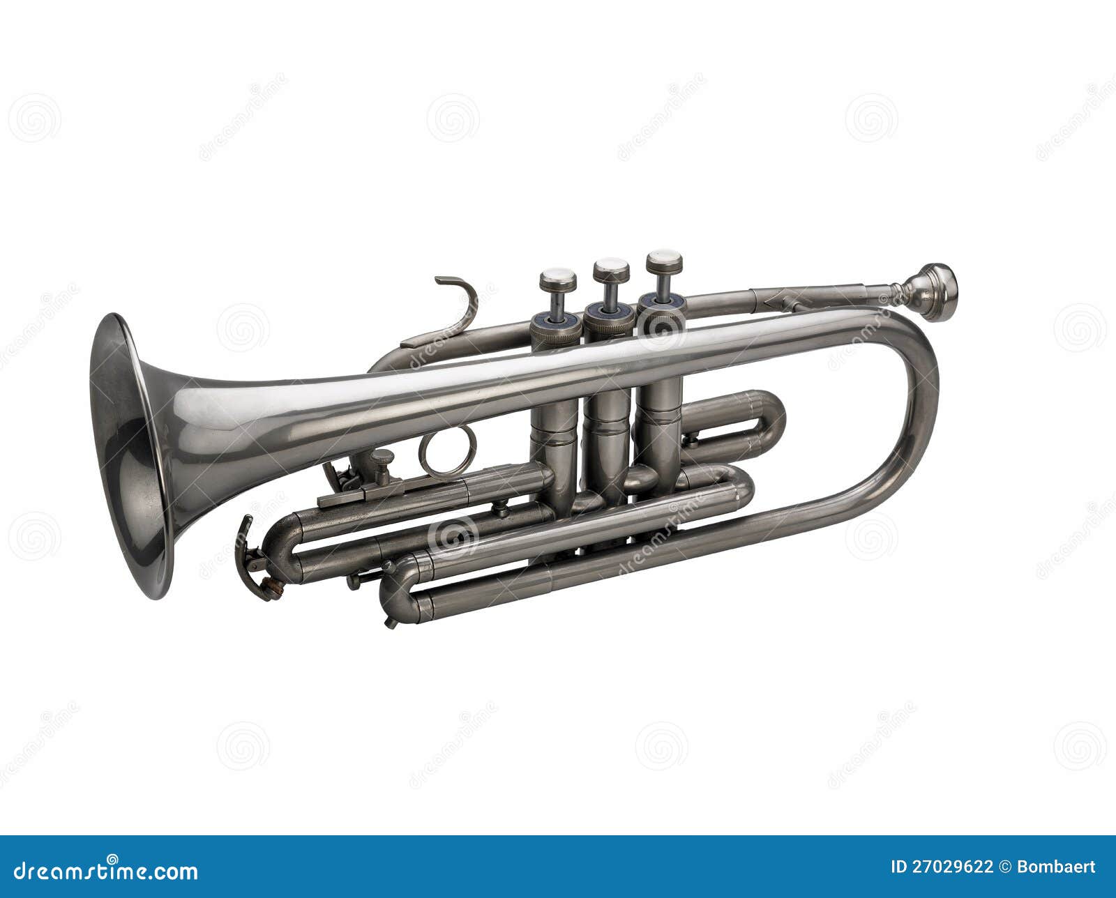 Silver trumpet stock photo. Image of chrome, background 27029622