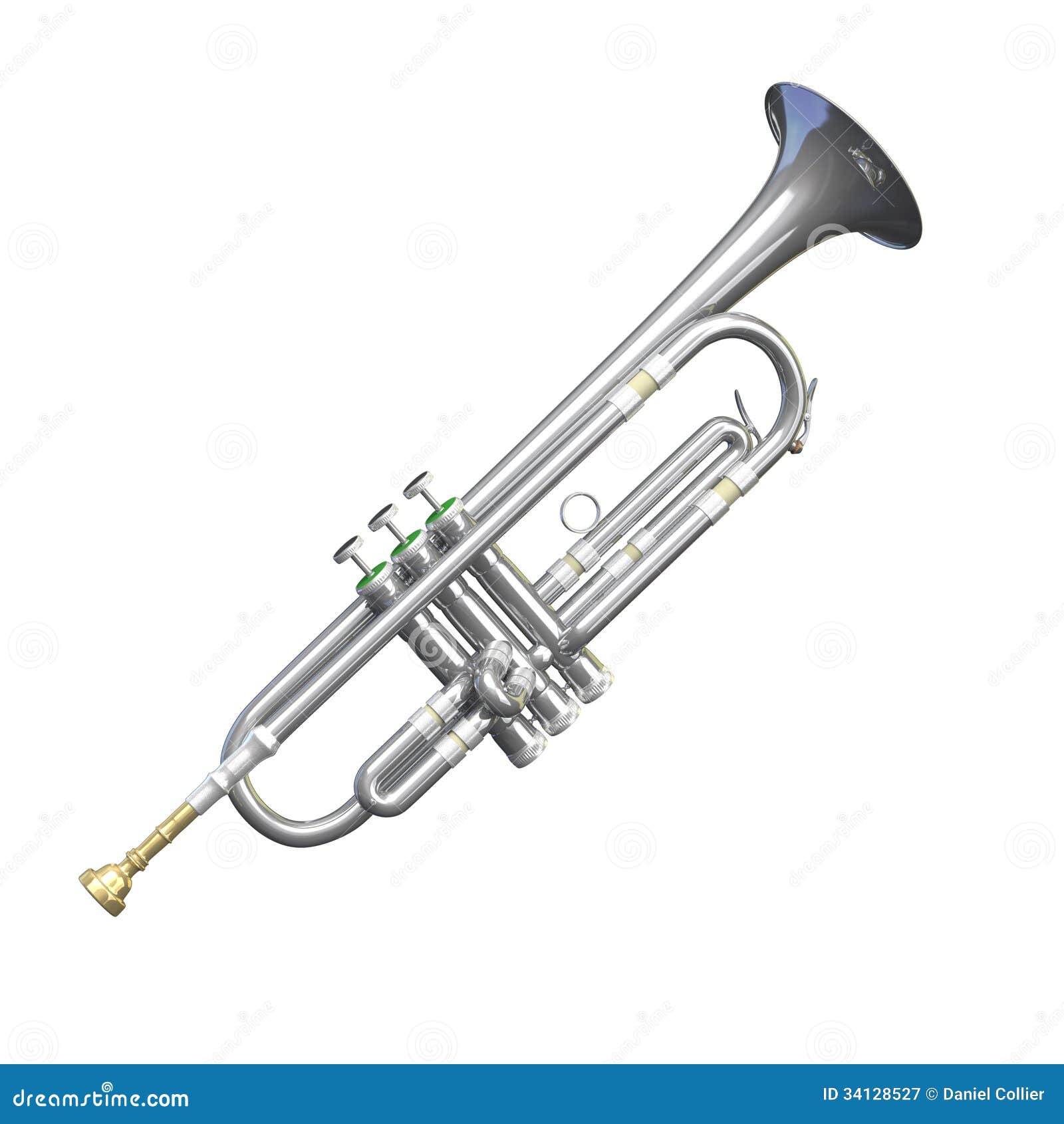 Silver Trumpet Isolated stock illustration. Illustration of blare