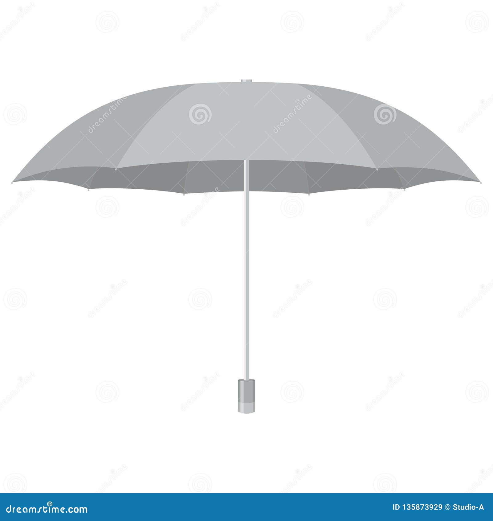 Silver Umbrella. Isolated on White. Vector Illustration Stock Vector