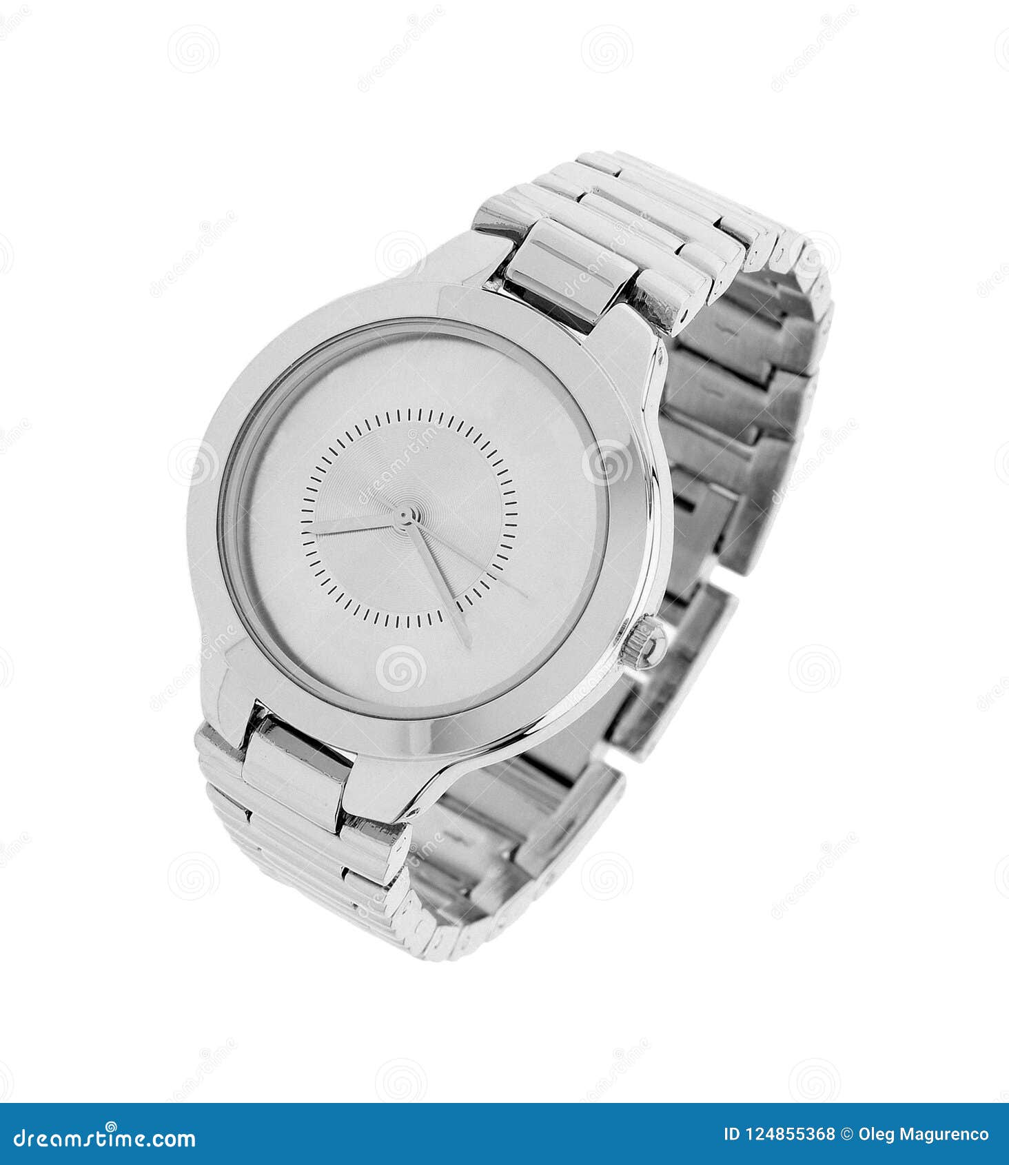 Silver Watch isolated stock photo. Image of business - 124855368