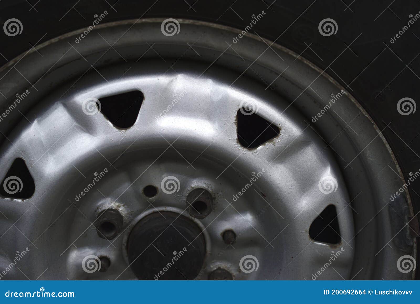 Silver Wheel Drive for a Car with Rusty Bolts Stock Photo Image of