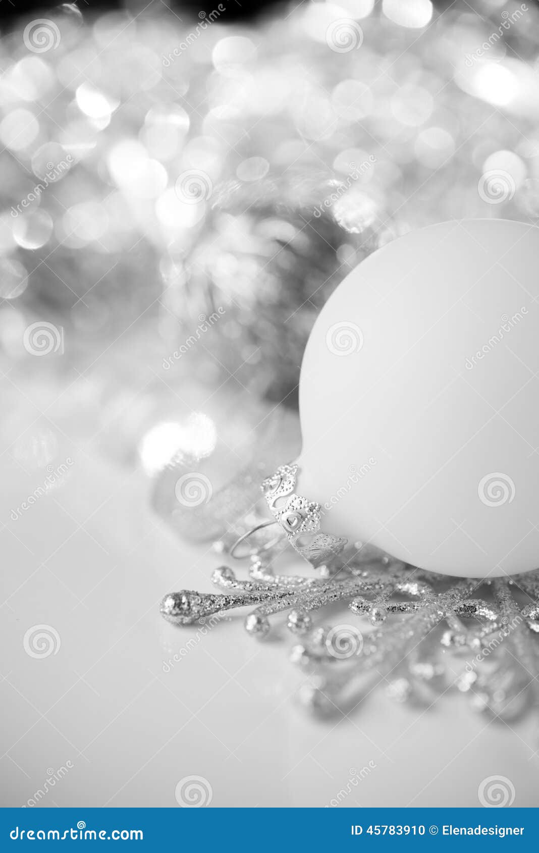 Silver and White Christmas Decoration on Holiday Background Stock Photo ...