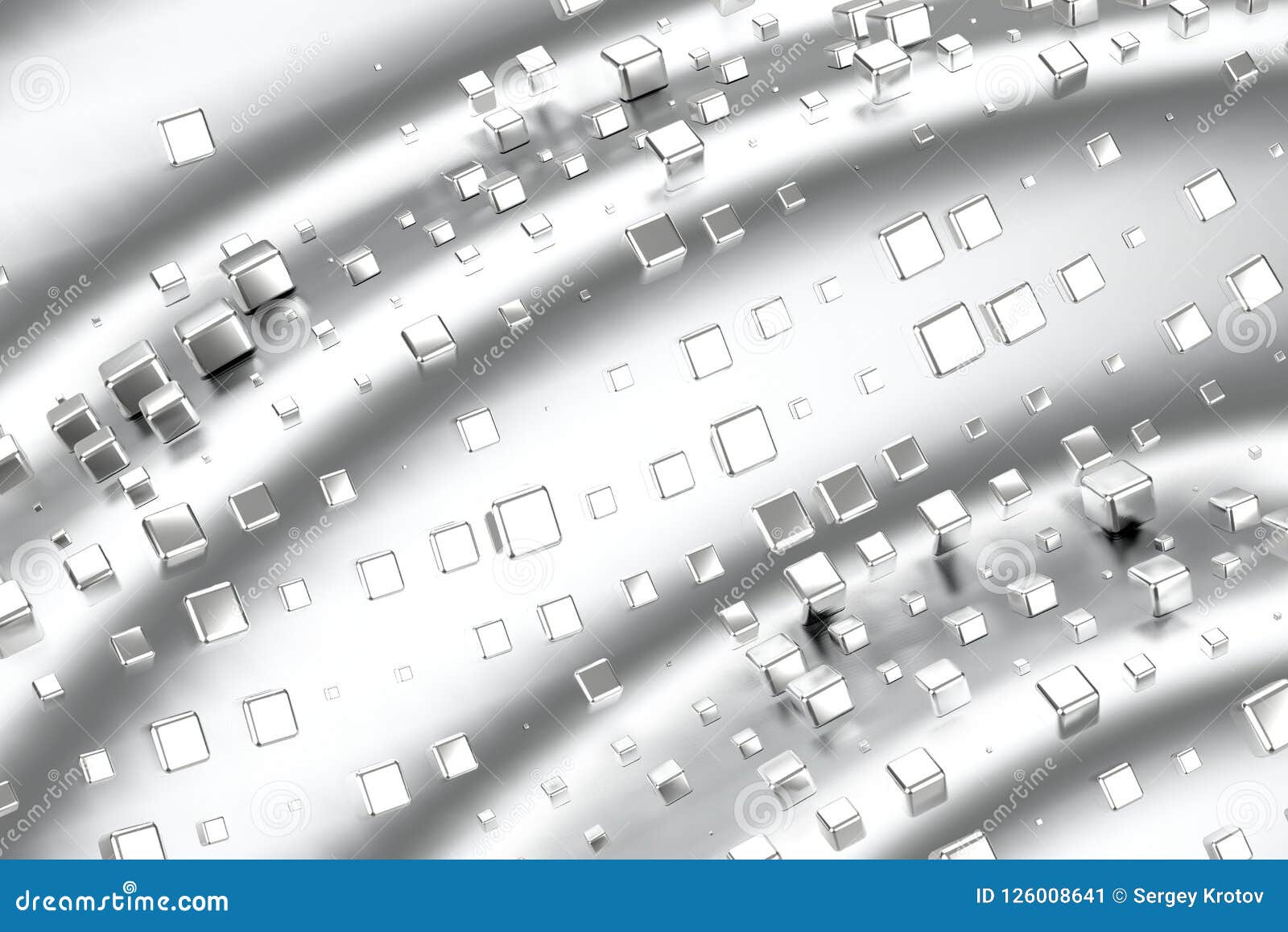 Silver Or White Gold Platinum Blocks Cubes Over Wave Background - 