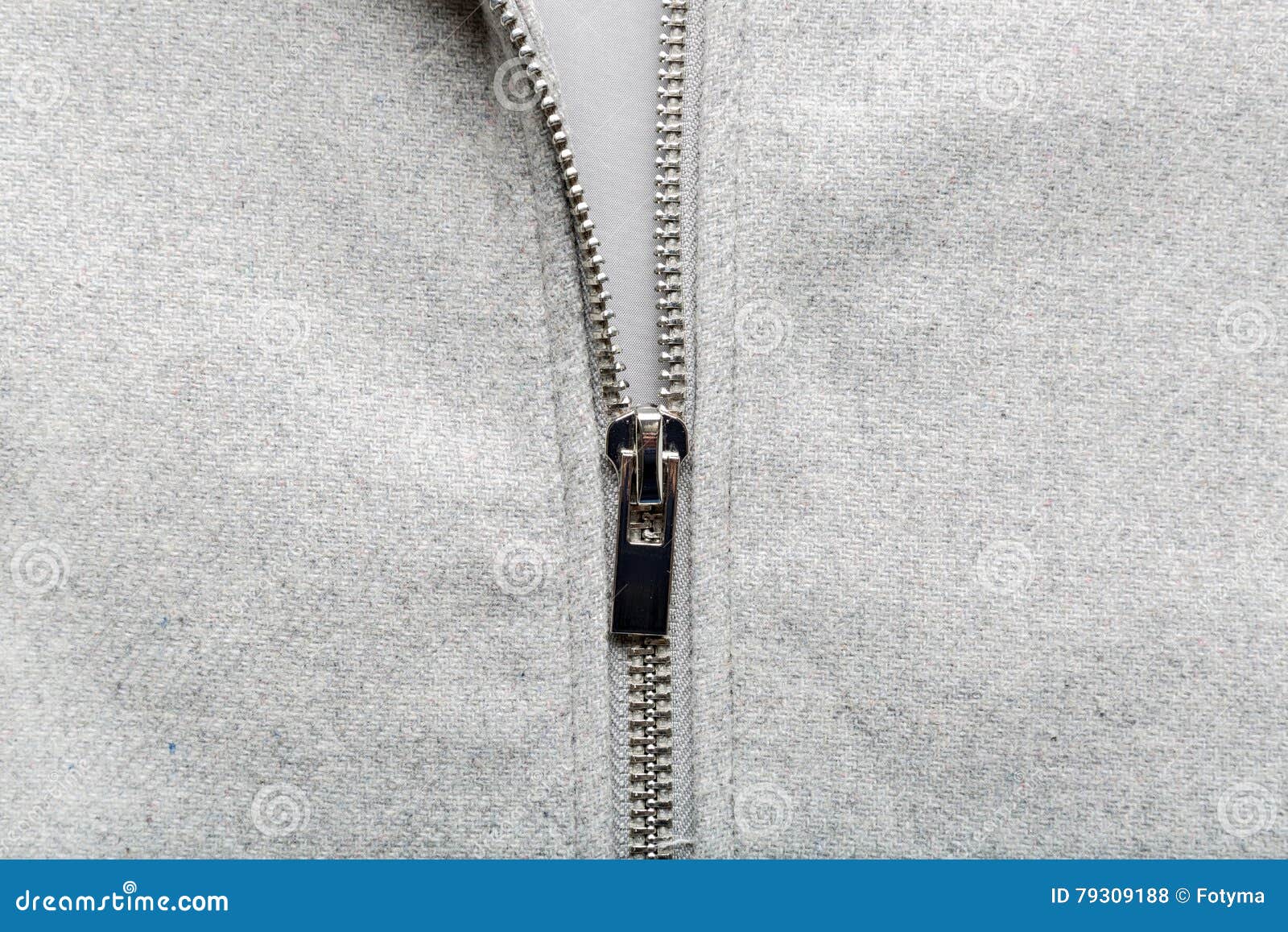 Silver Zip on Woolen Fabric Stock Photo - Image of design, wear: 79309188