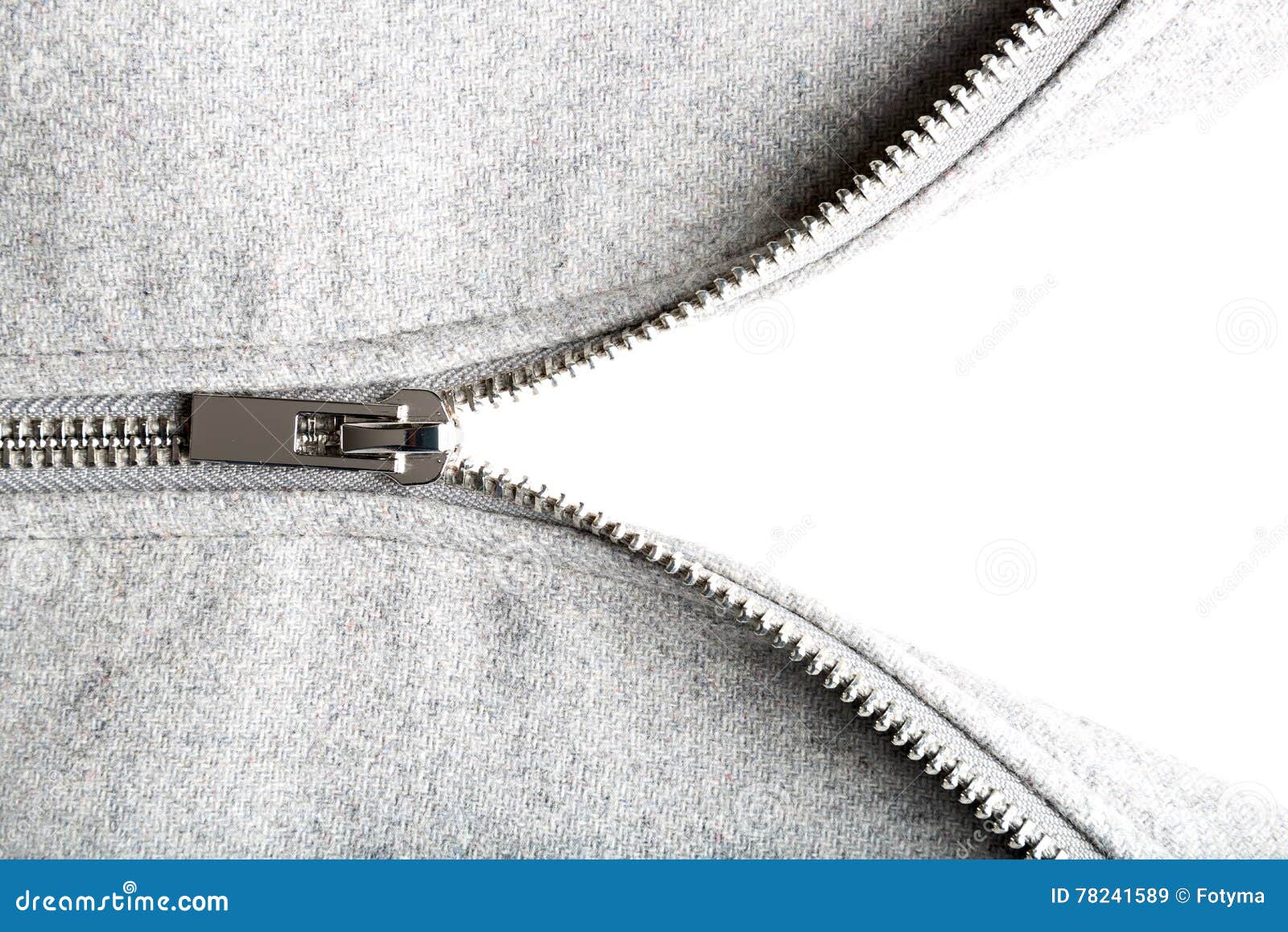 Silver Zip on Woolen Fabric Stock Image Image of white, cloth 78241589