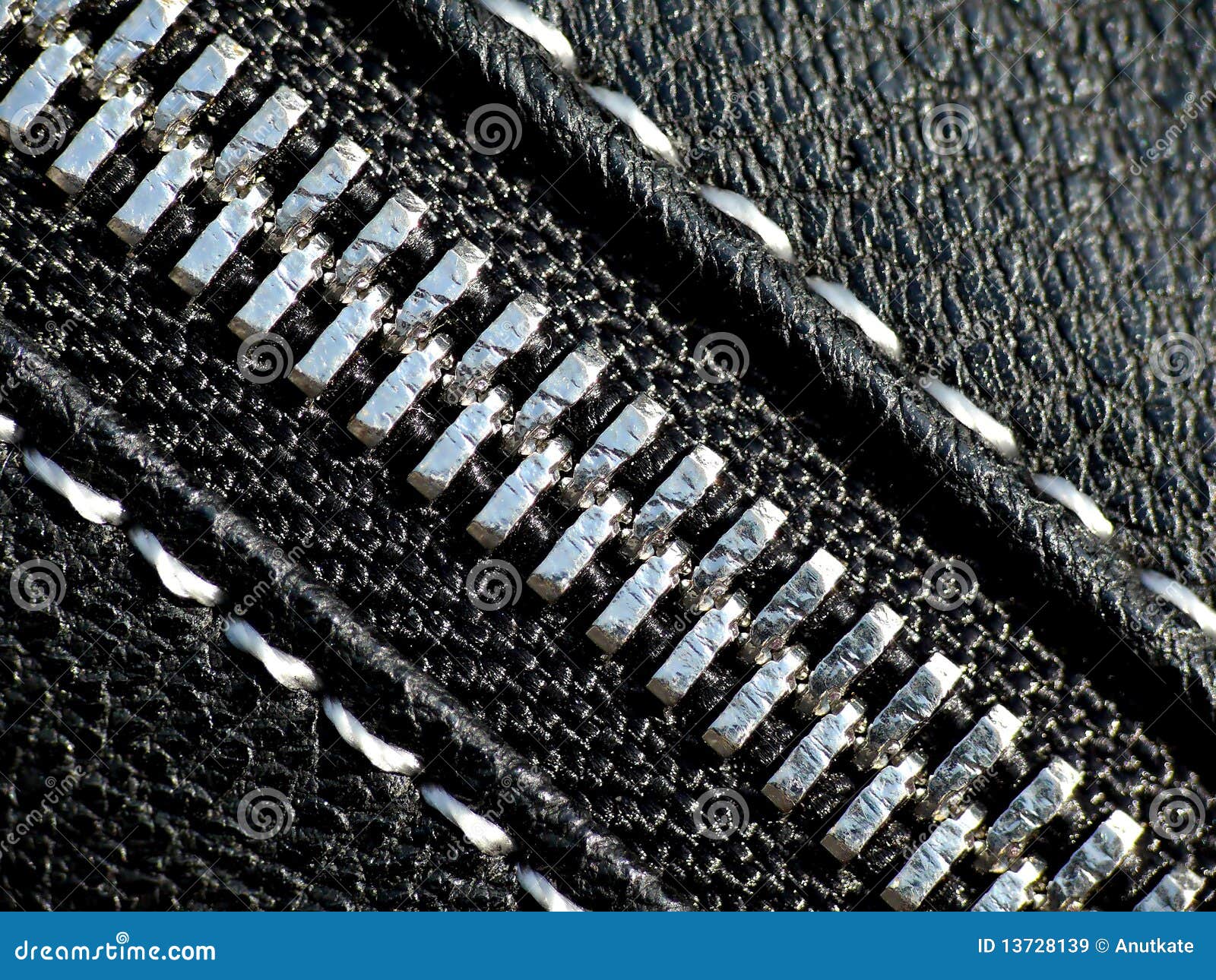 Silver zipper stock image. Image of closeup, black, metal 13728139