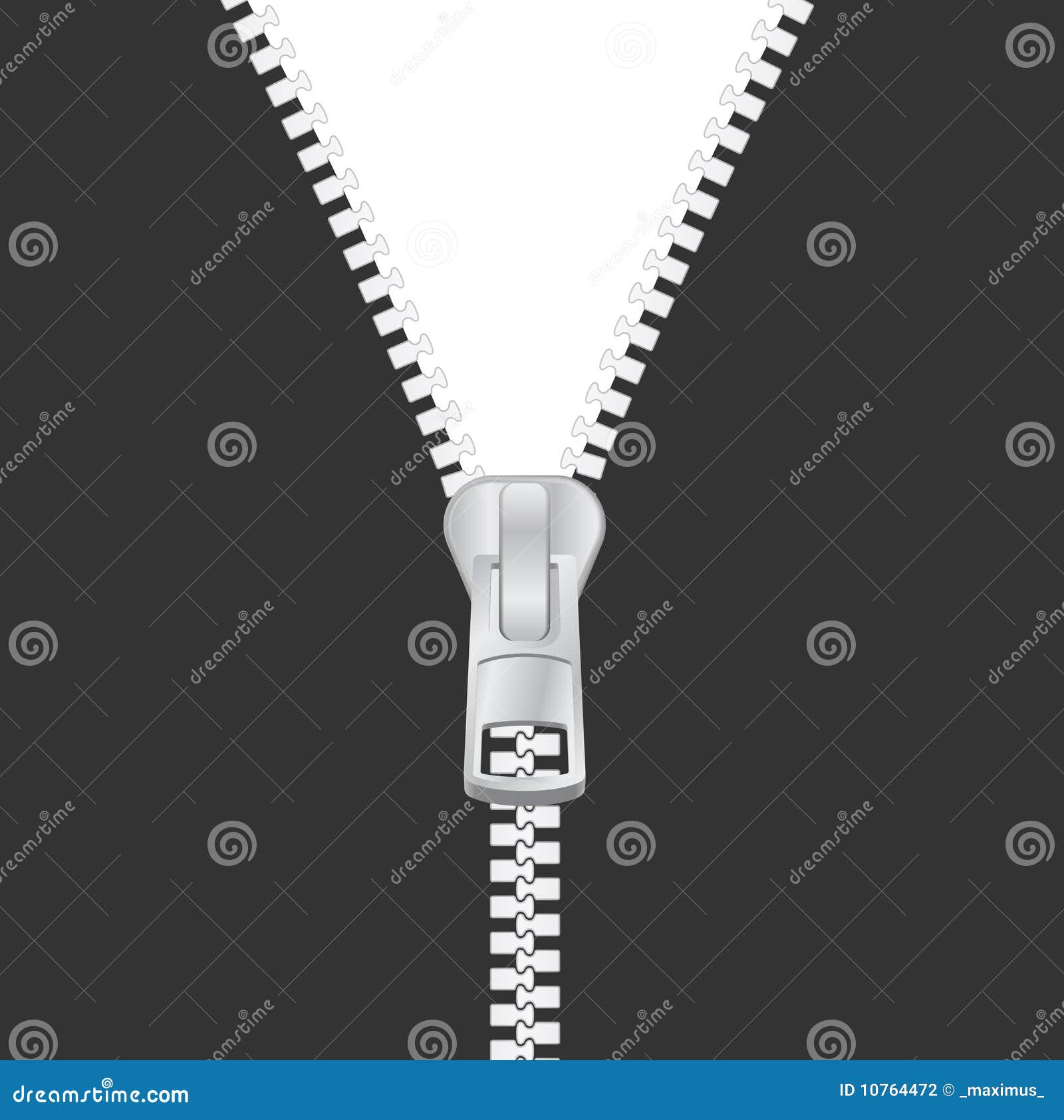 Silver zipper vector stock vector. Illustration of closing - 10764472
