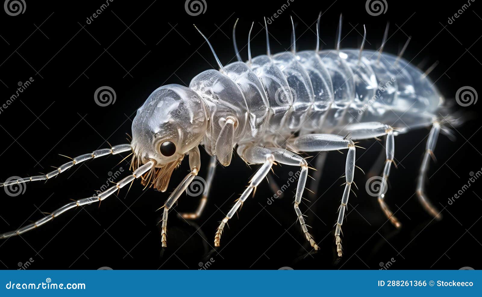 Silverfish Under the Microscope a Transparent and Shiny Plastic Insect Stock Illustration