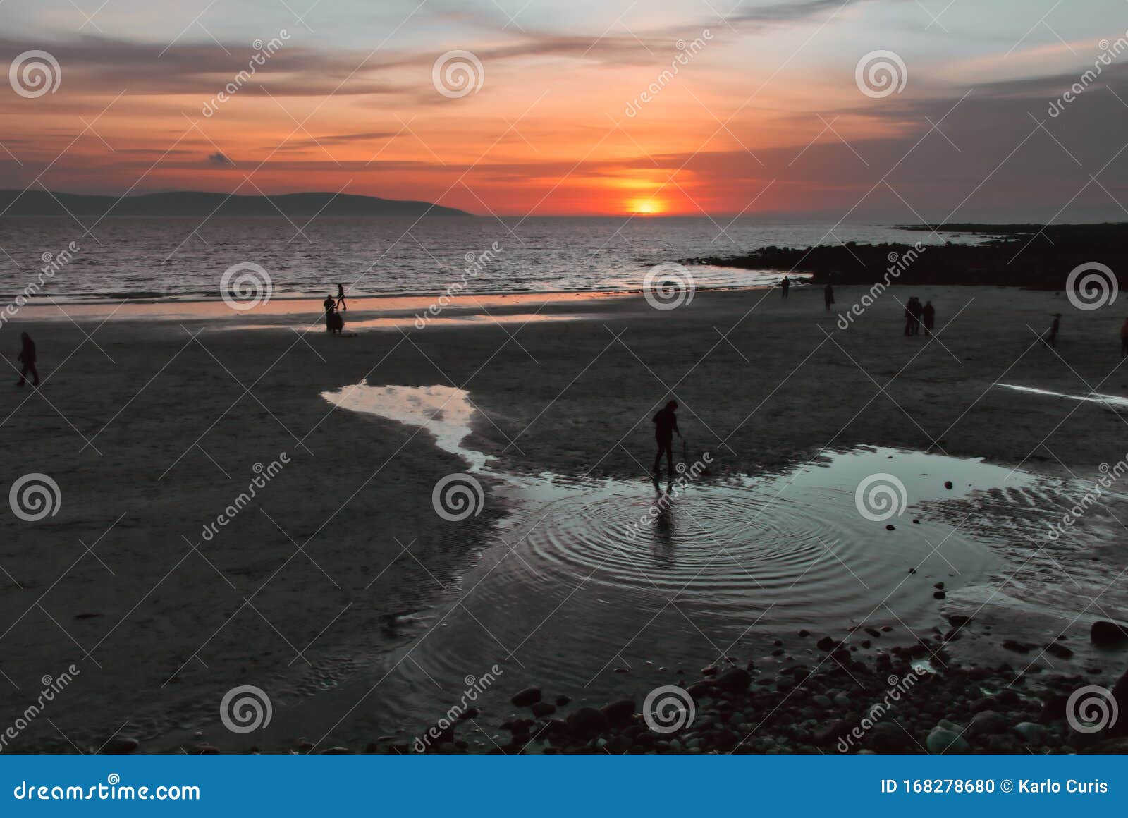 Silverstrand Beach at Sunset, Galway, Ireland Stock Photo Image of