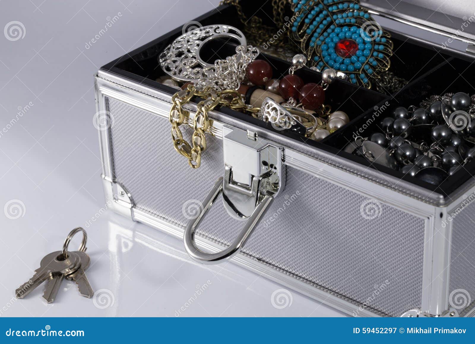 Silvery Jewelry Box with Keys Stock Image Image of luxury, white