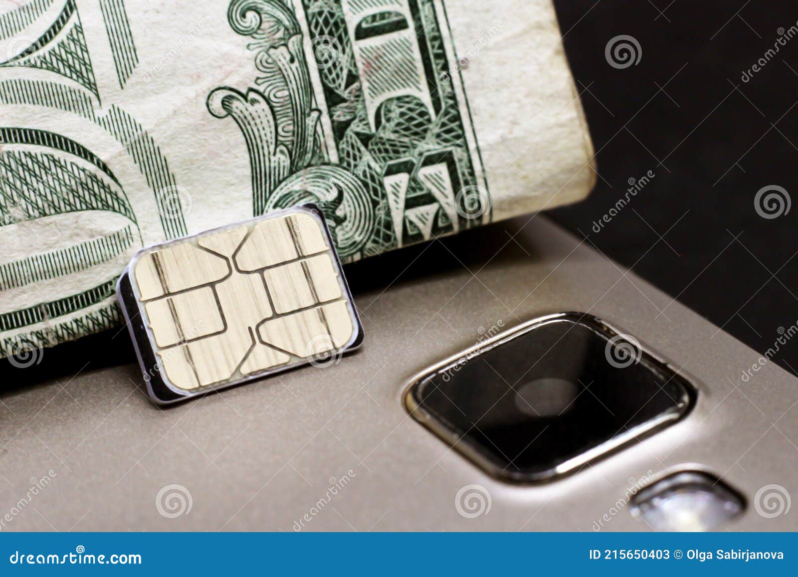 SIM Card for Cellular Phones on Dollar Bill Stock Image Image of