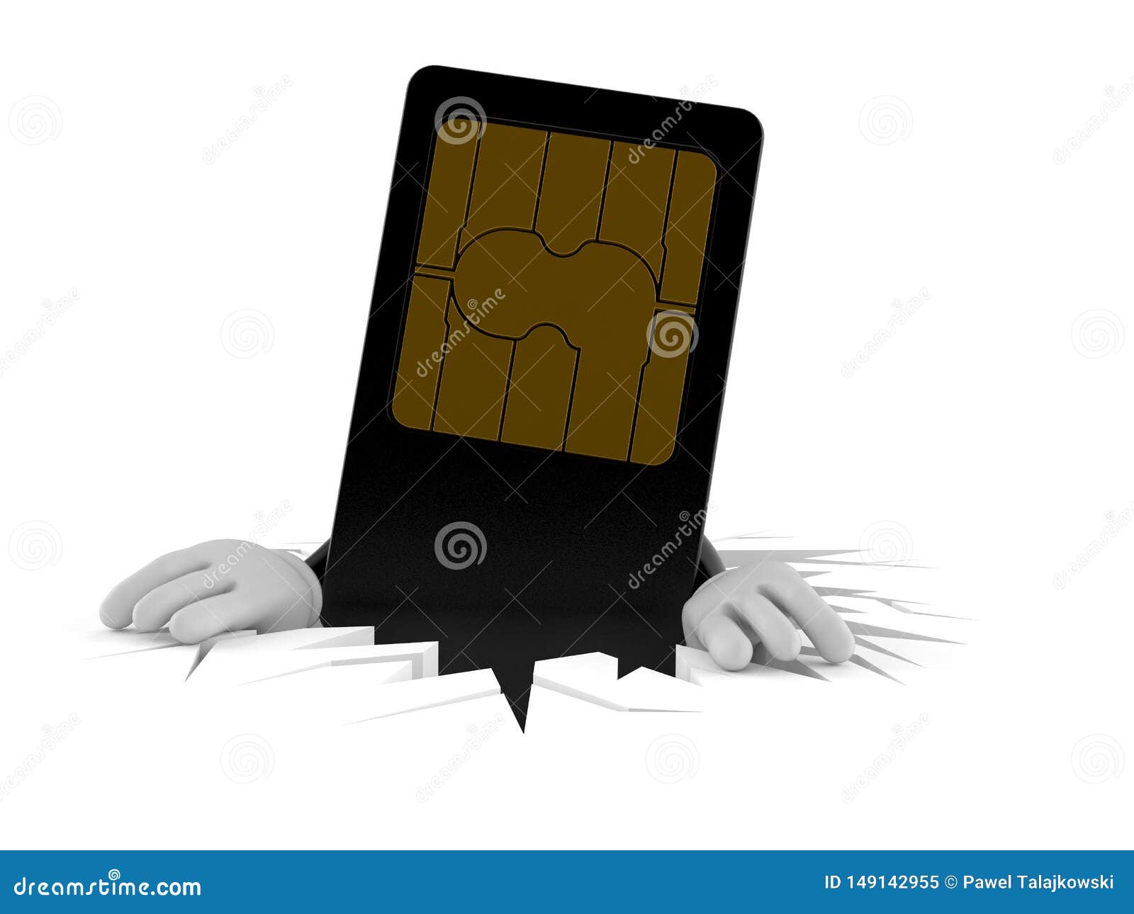 sim card character inside hole