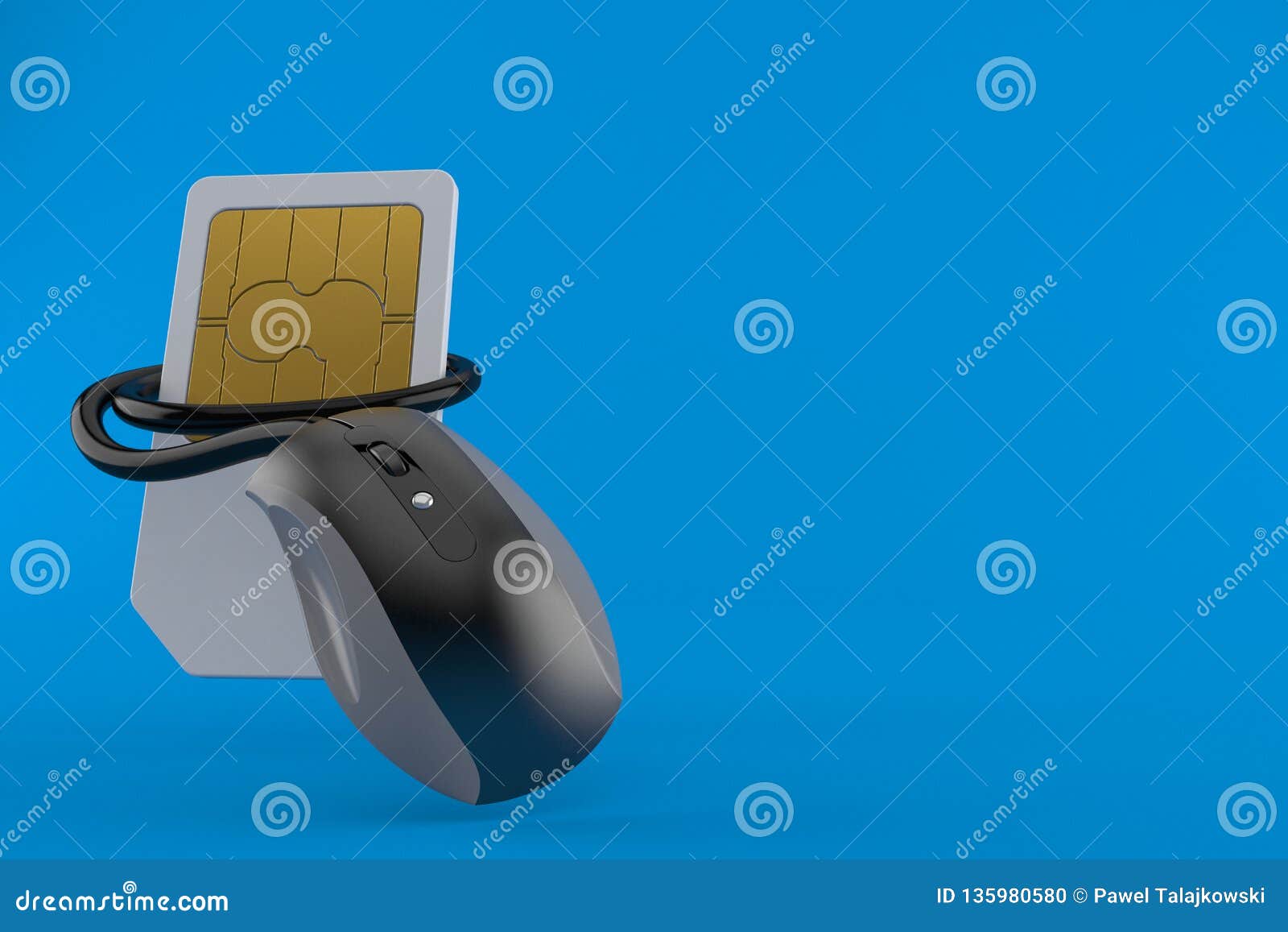 SIM Card with Computer Mouse Stock Illustration - Illustration of