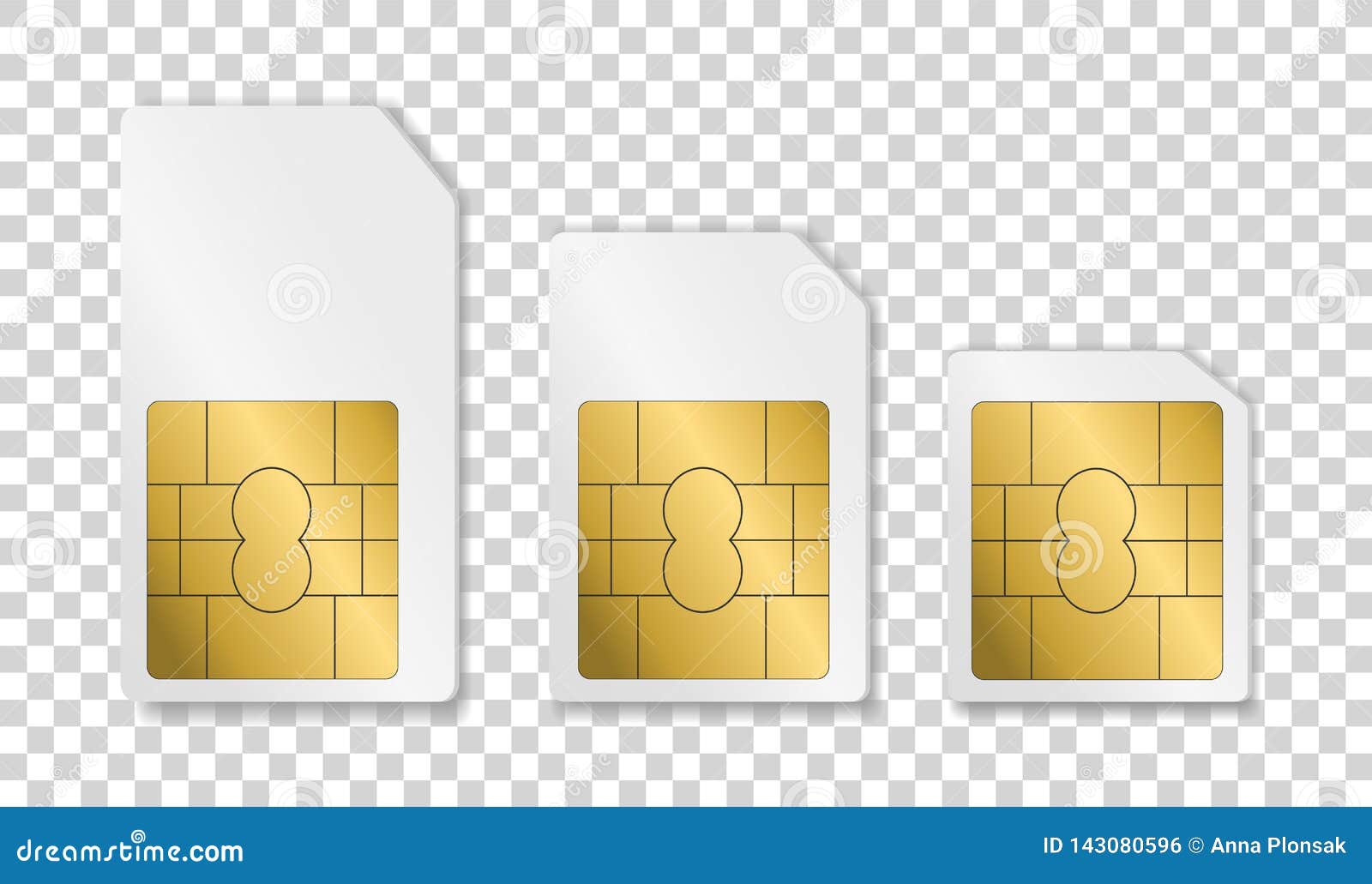 SIM Card. Mobile Phone Card. Sim Card for Different Phones Stock Vector