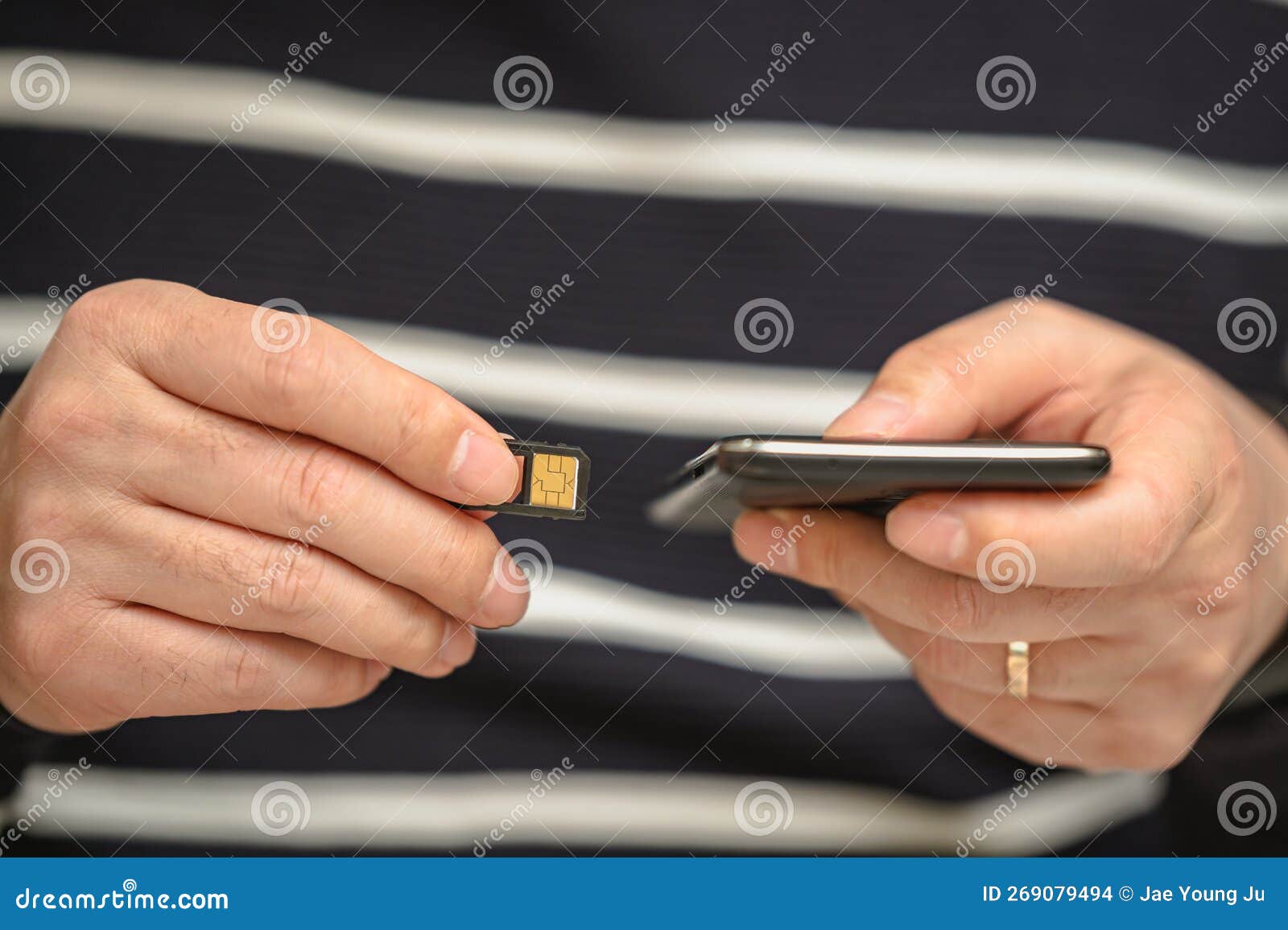 SIM Card Replacement in the Phone. Mobile Simcard Stock Photo Image