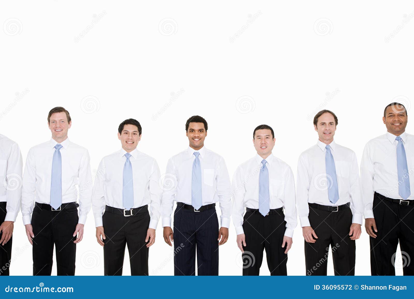 similar looking businessmen in a row