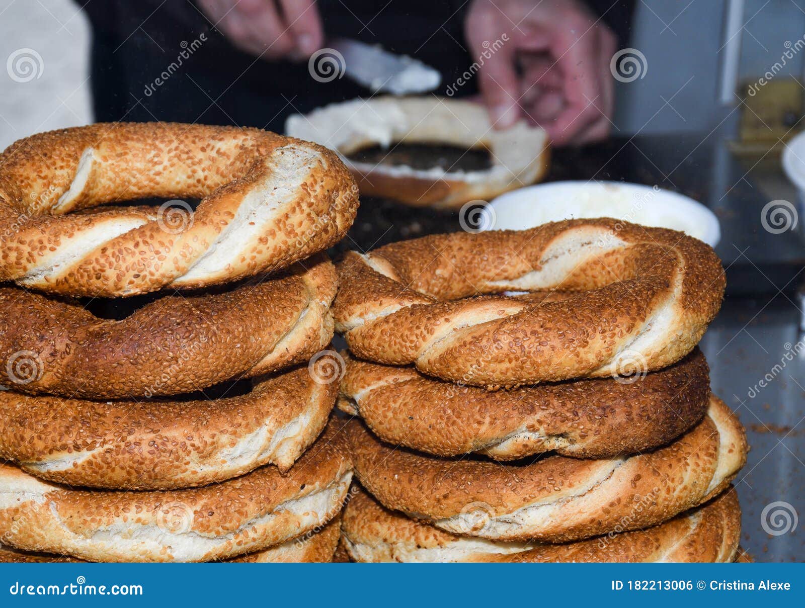 Simit Is A Turkish Loop Shaped Bread Encrusted With Sesame Seeds Simit Is A Turkish Loop Shaped Bread Encrusted With Sesame Seeds