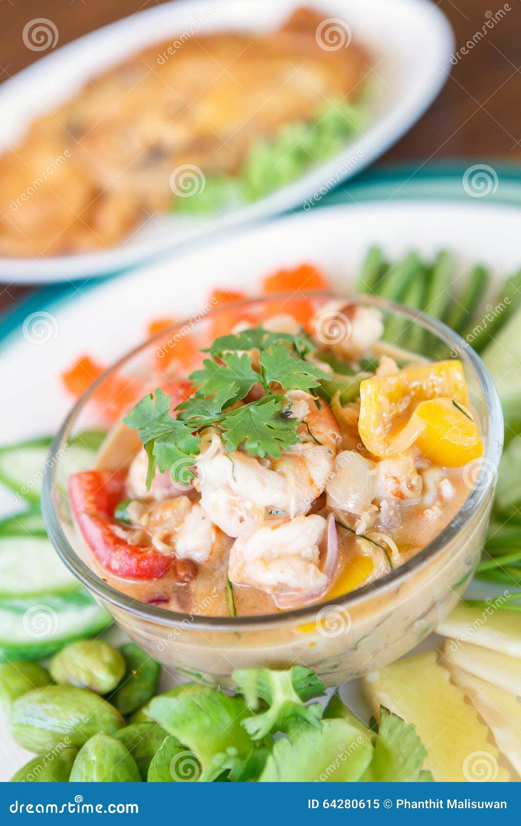 Simmer Shrimp with Vegetable in Plate. Thai Food Stock Image Image of