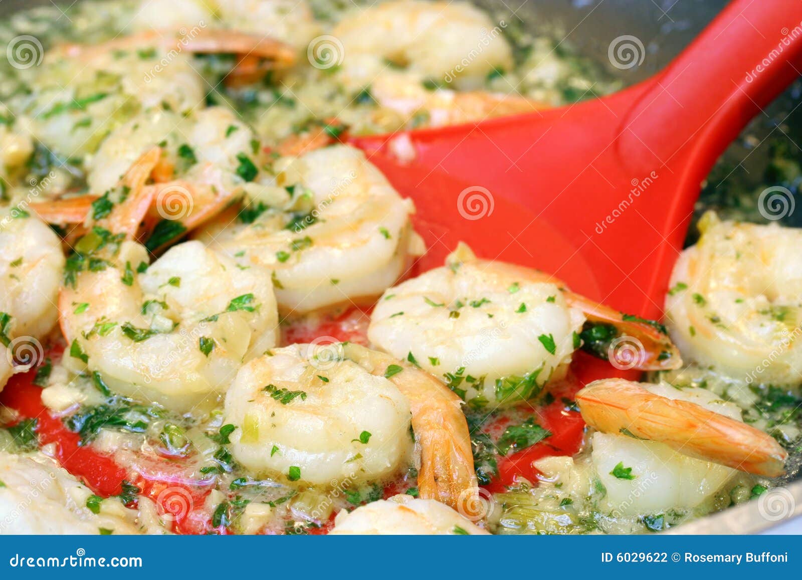 simmering shrimp scampi