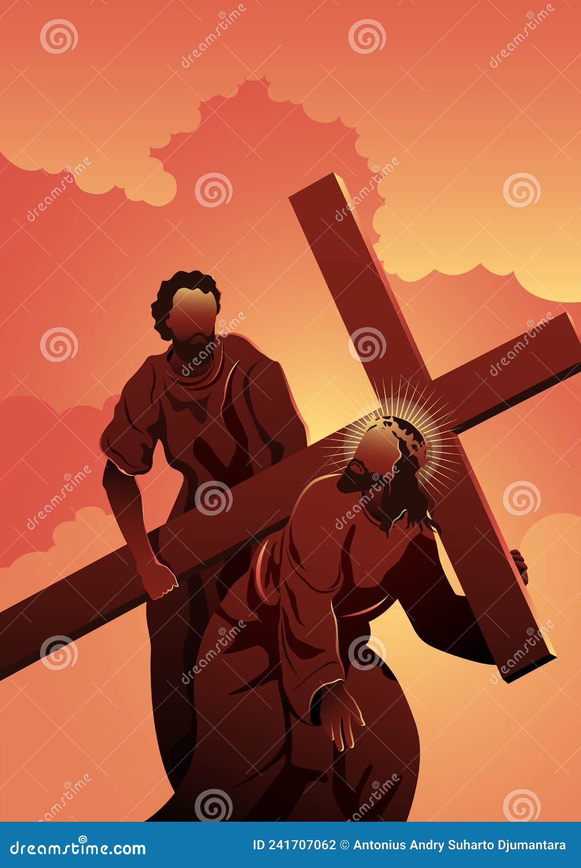 Chi Aiuta Gesù A Portare La Croce Simon Di Cyrene Aiuta Gesù a Portare La Sua Croce Illustrazione