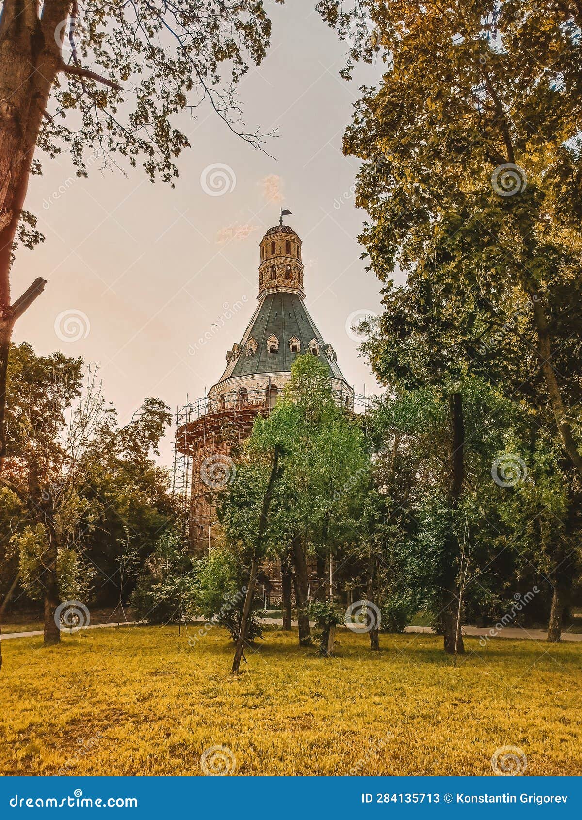 simonov monastery in moscow. landscape with tower dulo among trees