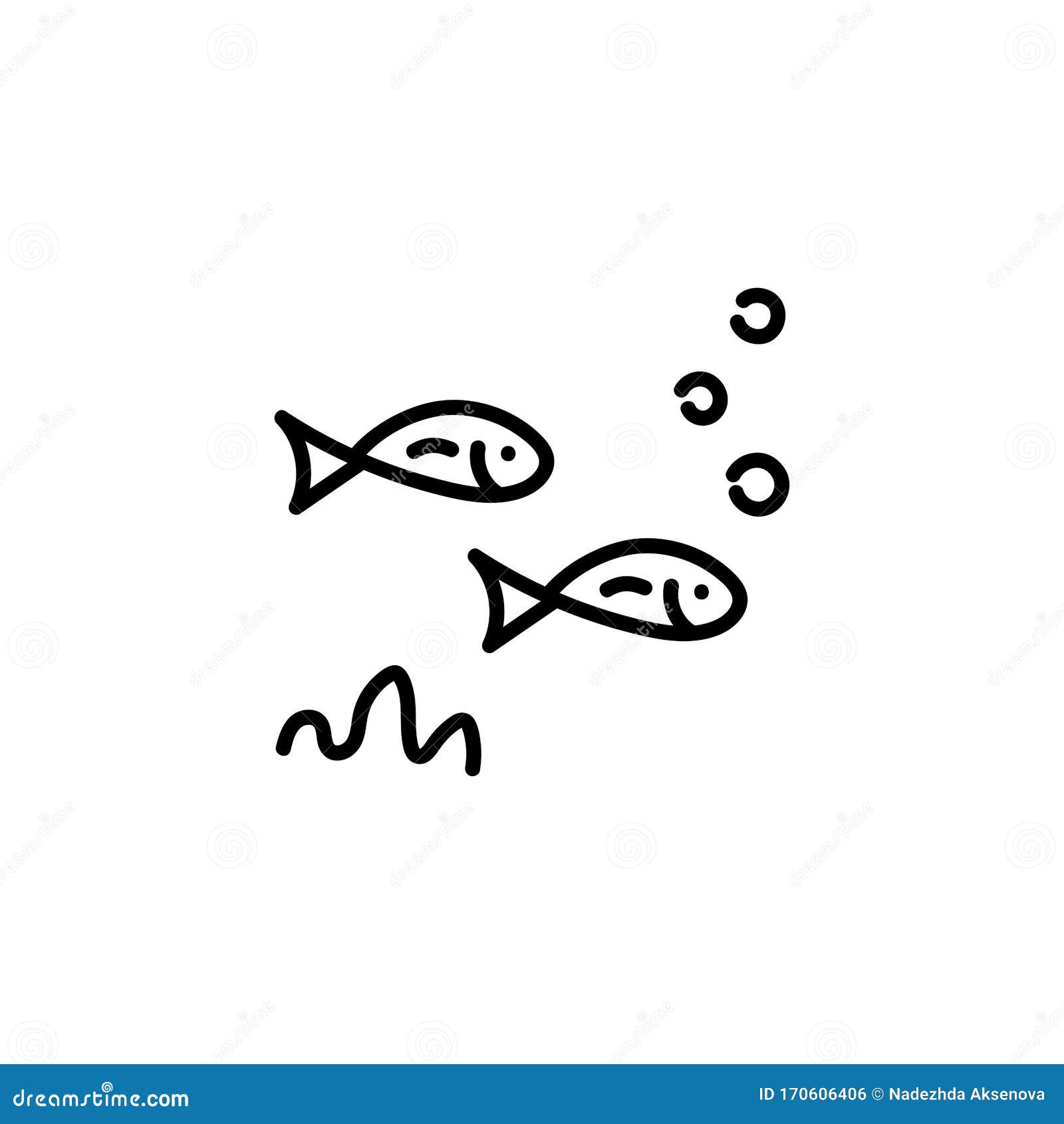 simple fish . hand drawn line icon . outline of a fish concept  on a white background. marine  , seafood. 