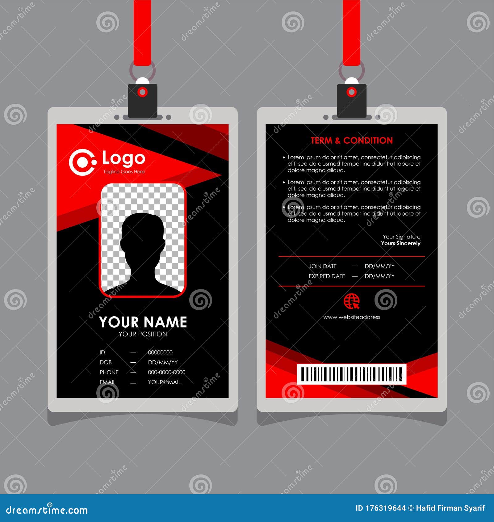 Simple Abstract Red and Black Geometric Id Card Design Stock Vector -  Illustration of design, background: 176319644