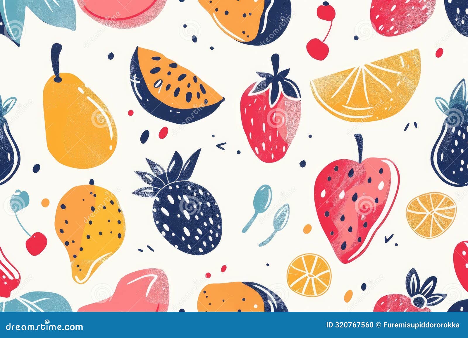 simple, abstract s of cute fruits on a light background