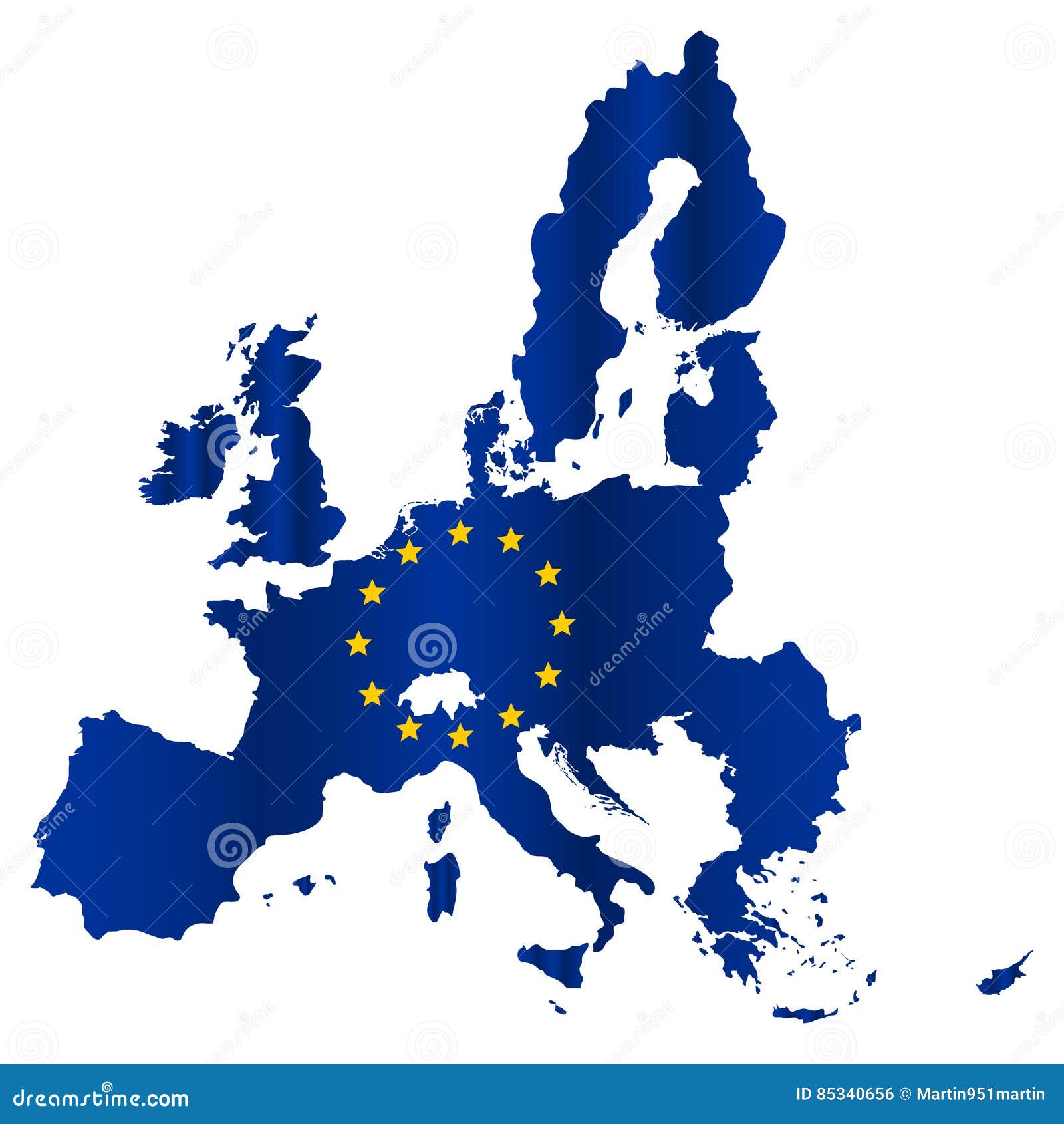 Simple All European Union Countries in One Map Eps10 Stock Vector Illustration of stars, spain