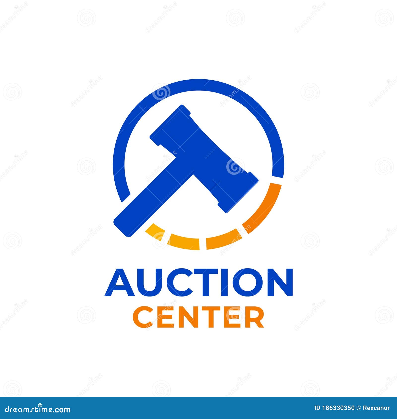 Simple Auction Hammer Logo Design Stock Vector Illustration of object