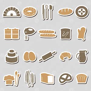 Simple Bakery Items Color Stickers Set Eps10 Stock Vector Simple Bakery Items Color Stickers Set Eps10 Stock Vector