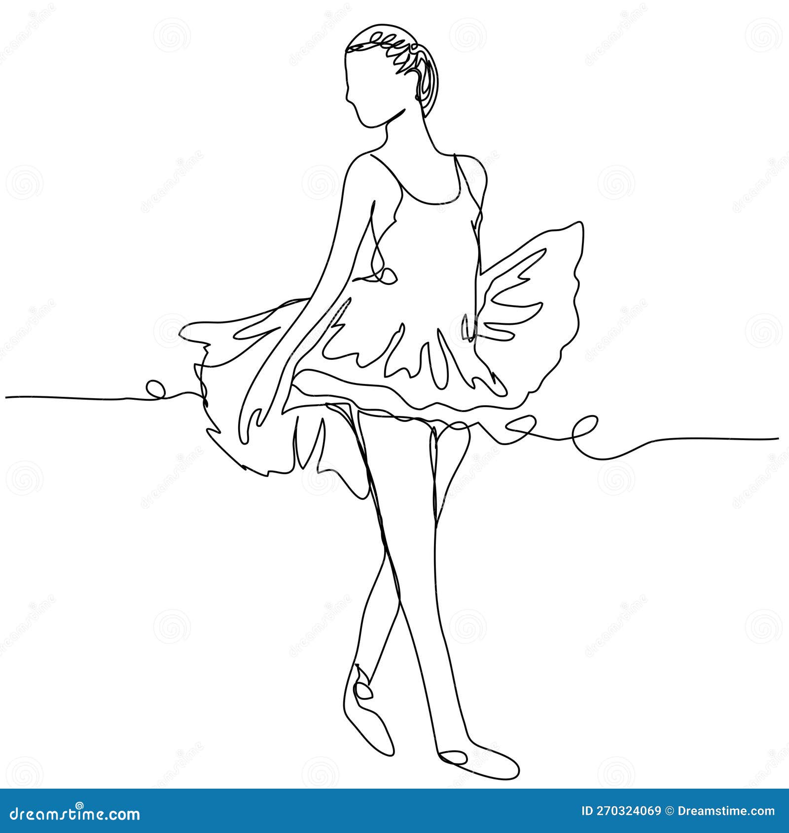 Simple Ballerina in One Line on a White Background. Stock Vector ...