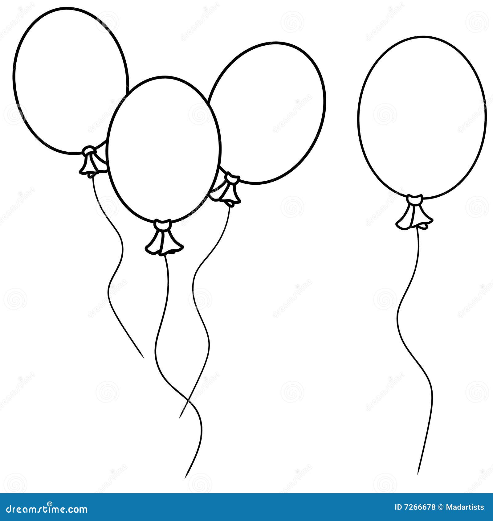 Download Simple Balloons Line Art stock illustration. Illustration ...