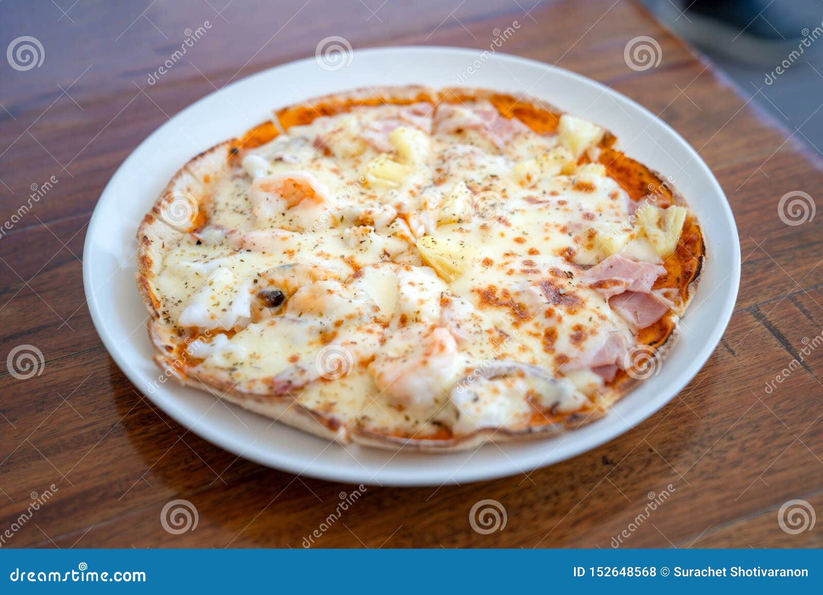 Simple and Basic Normal Isolated Full Circle Pizza in White Dish on