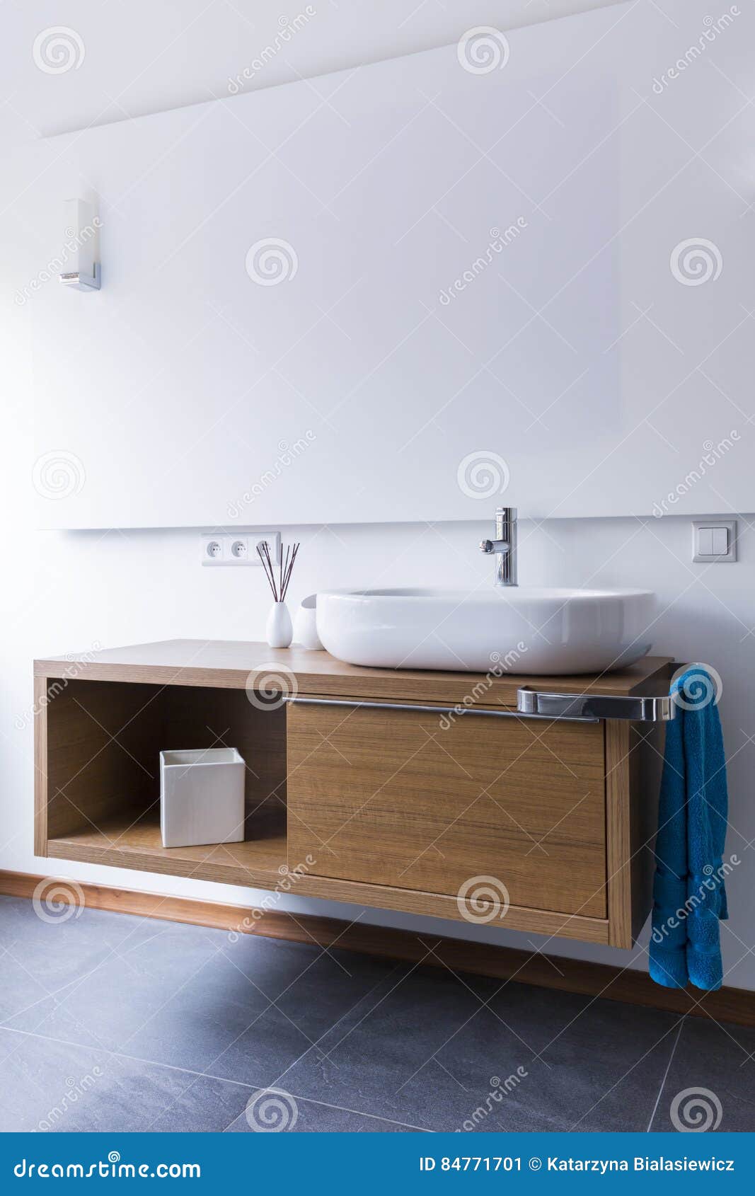 Simple Bathroom With Washbasin And Cabinets Stock Image Image Of
