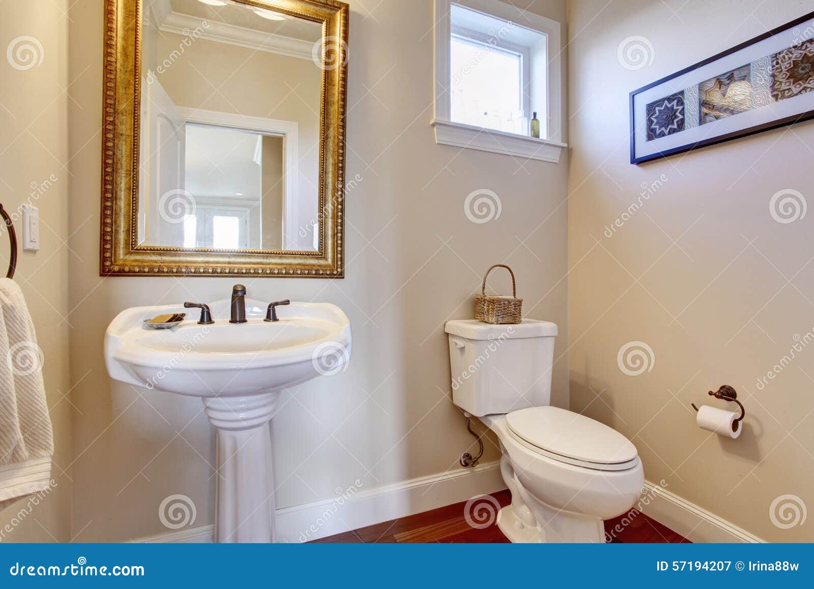 Simple Bathroom with White Walls. Stock Image Image of floor, bathtub