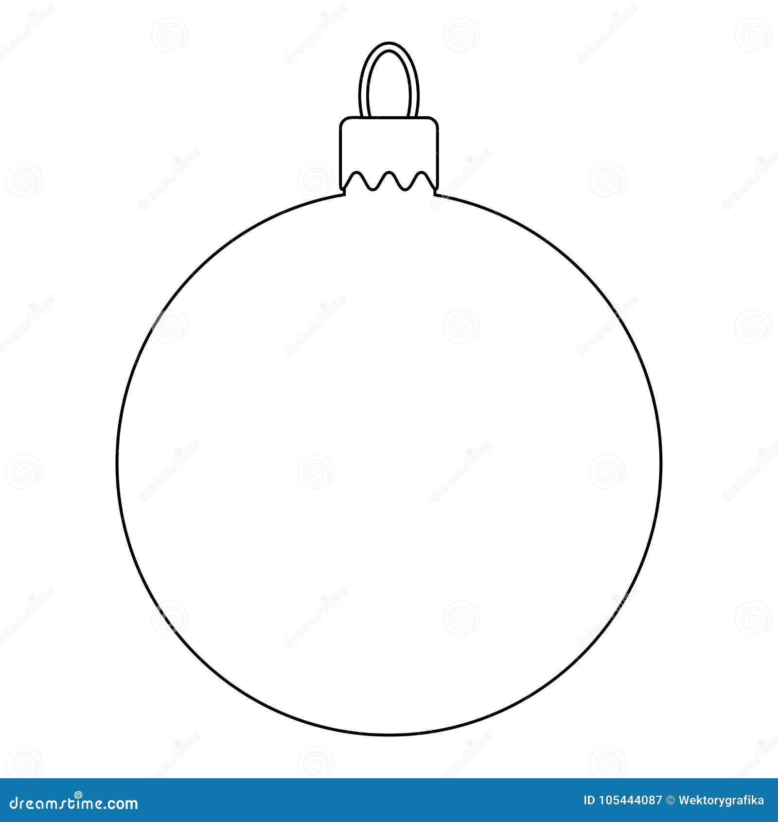 Simple Bauble Outline for Christmas Tree Isolated on White Background Simple Bauble Outline for Christmas Tree Isolated on White Background