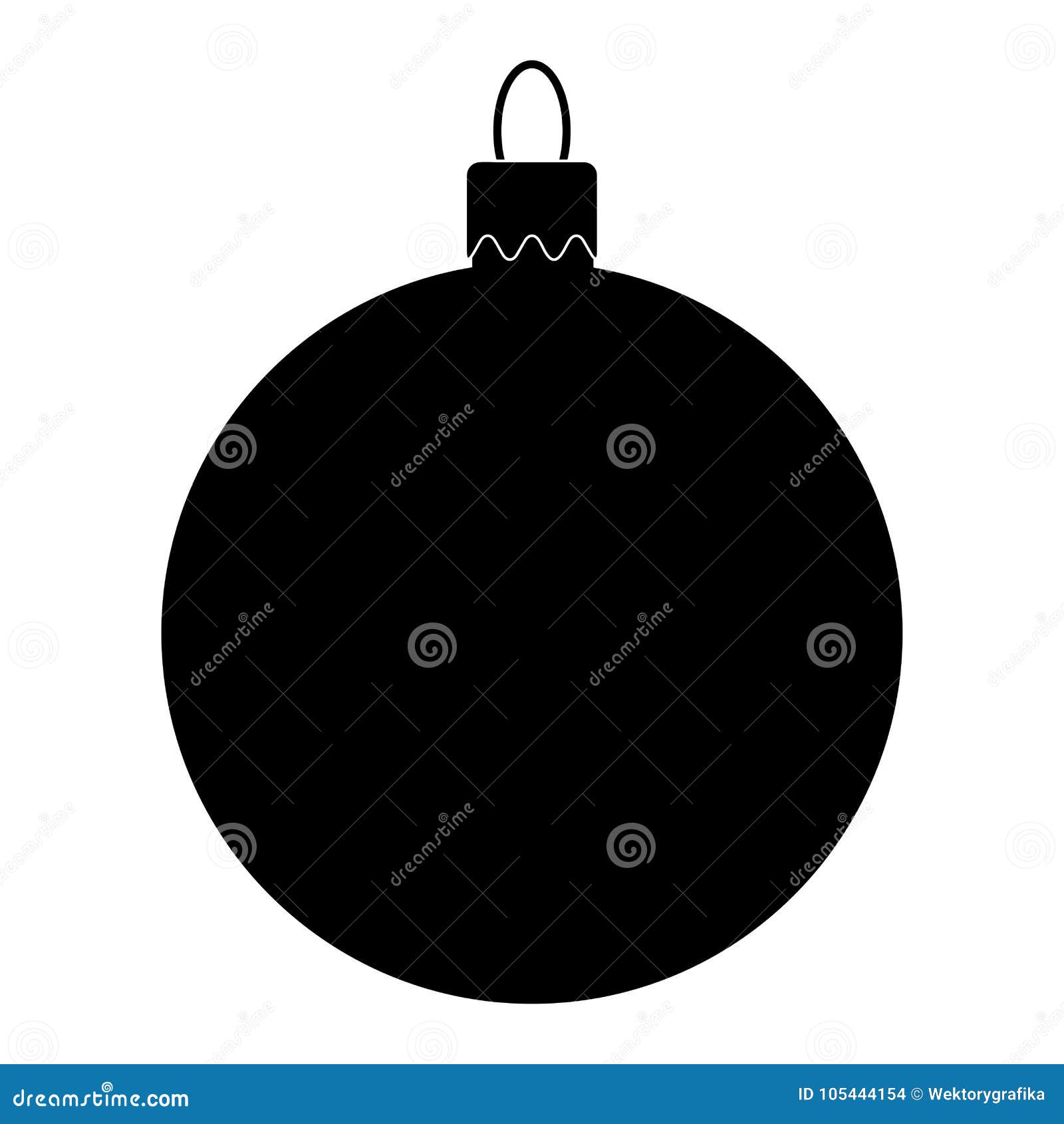 simple bauble silhouette for christmas tree  on white ba