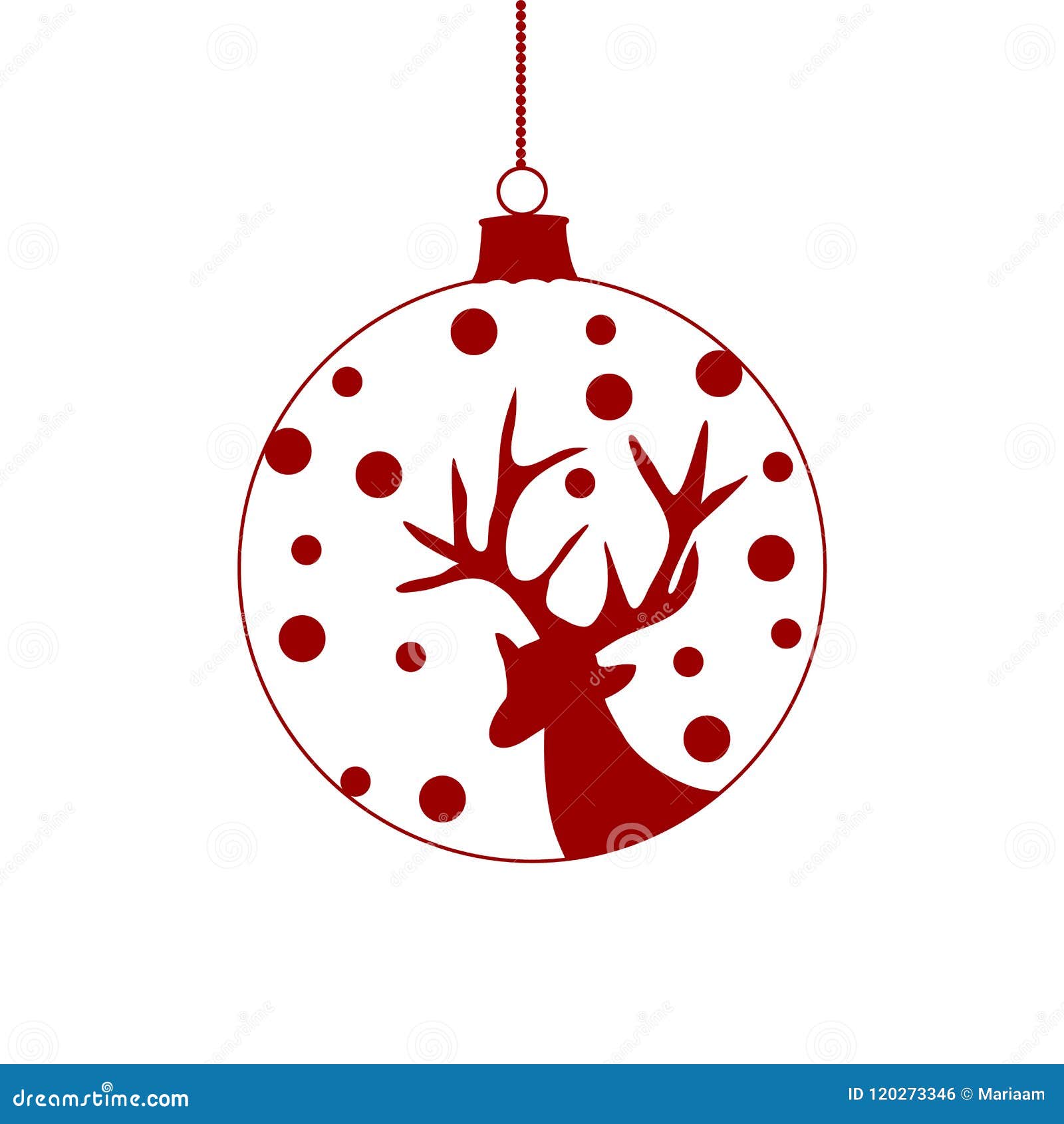 Hanging Red Christmas Ball Icon Clean Lines Stock Vector