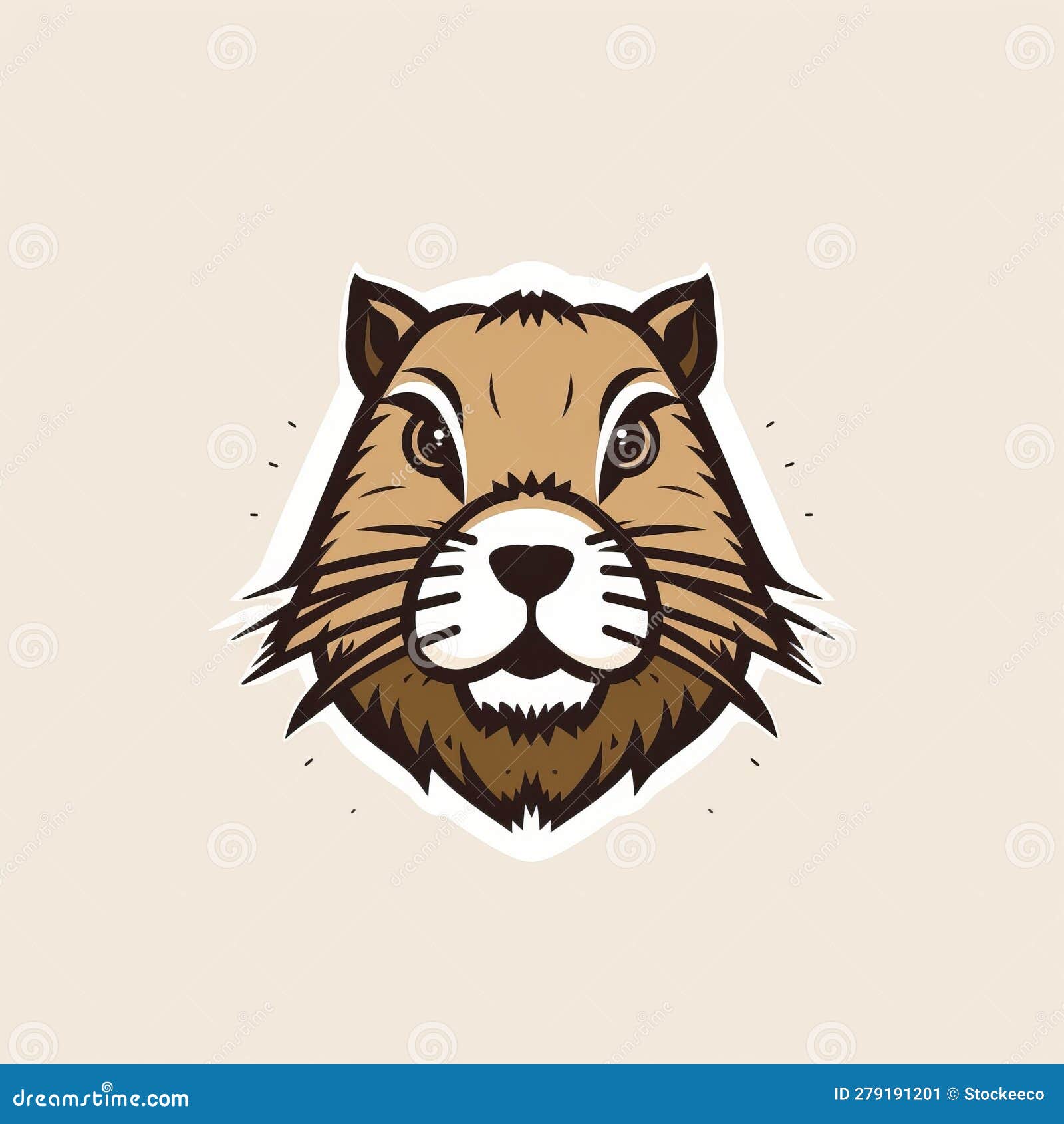 simple beaver head logo  in flat style