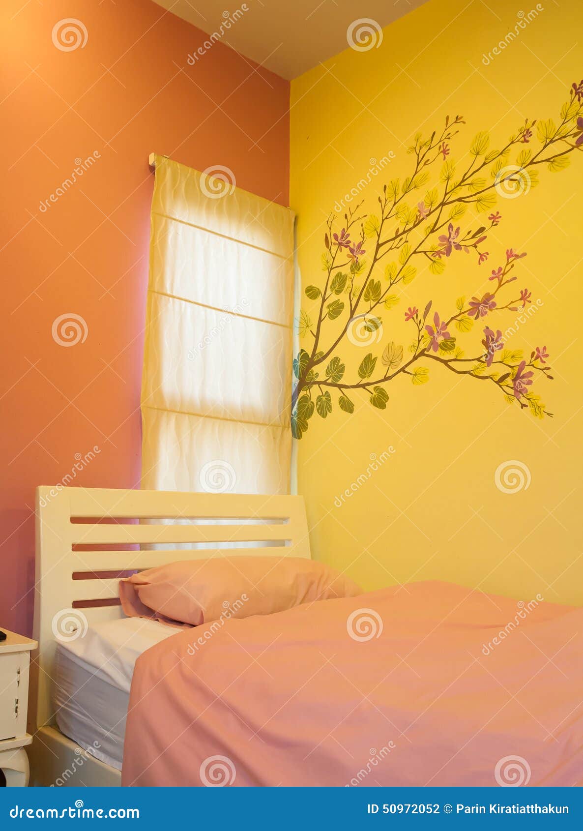 Simple Bedroom and Small Bed. Stock Photo - Image of style, clean: 50972052