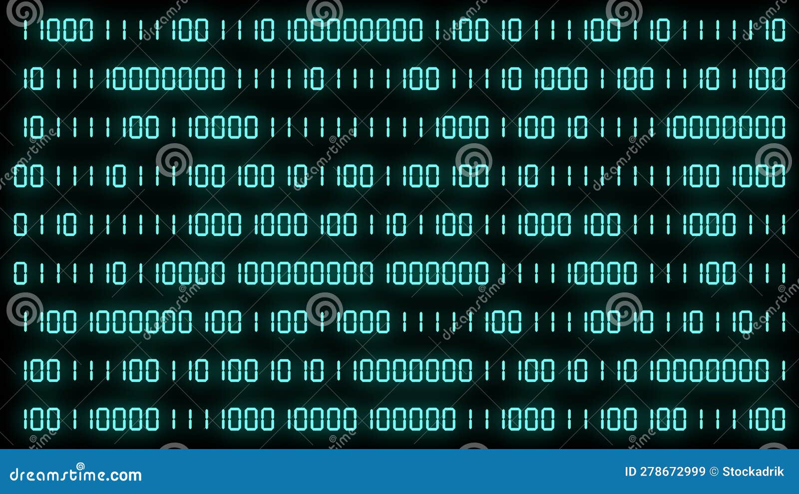 Simple Binary Code on Black Background. Changing Green Numbers Zero and One on the Screen Stock