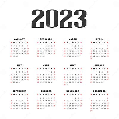 Simple Black 2023 Calendar Vector Design Stock Vector - Illustration of ...