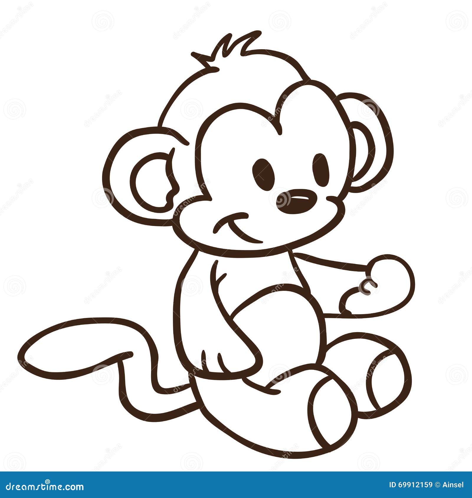 Simple Black and White Monkey Stock Vector Illustration of cartoon