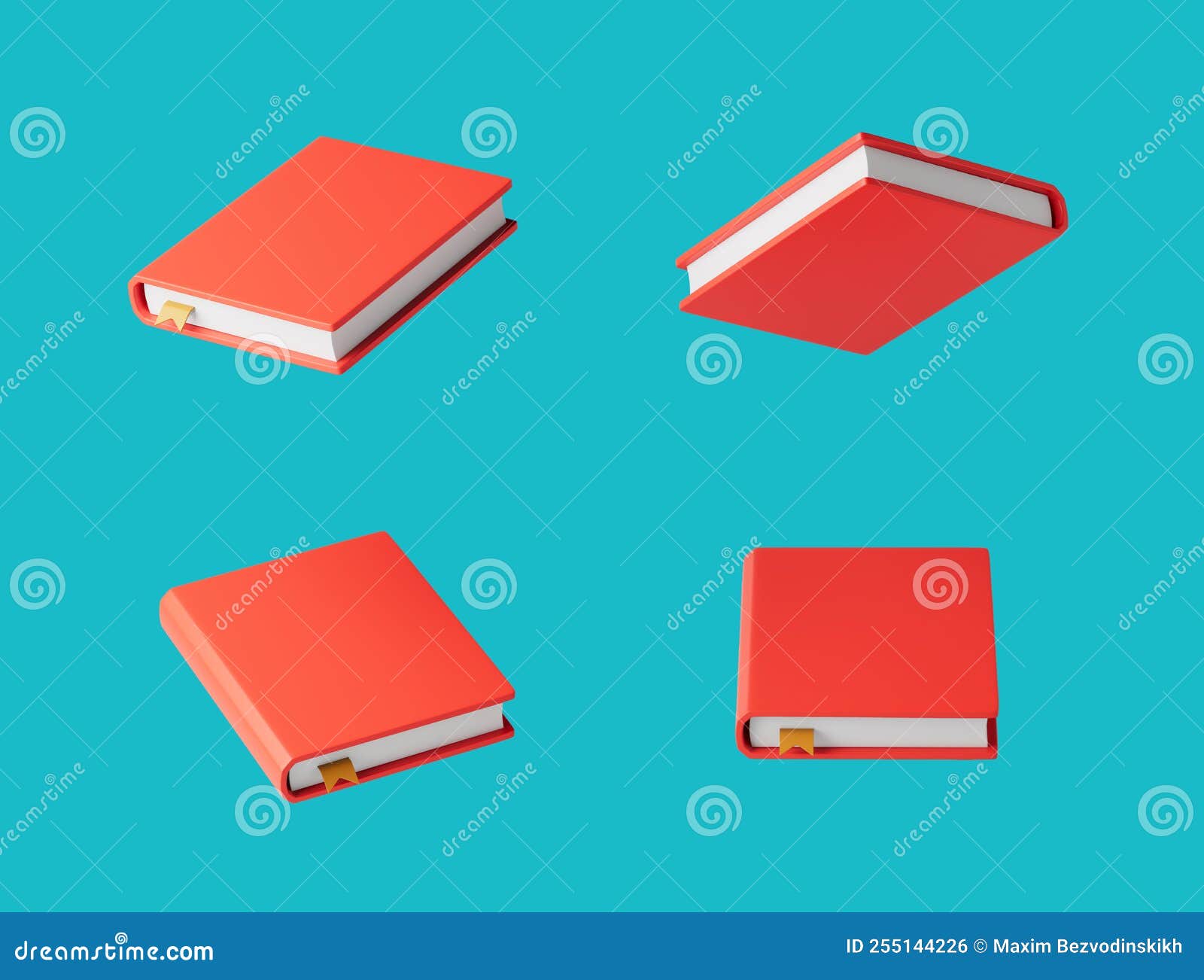 Simple Book from All Angles 3d Render Illustration Stock Illustration
