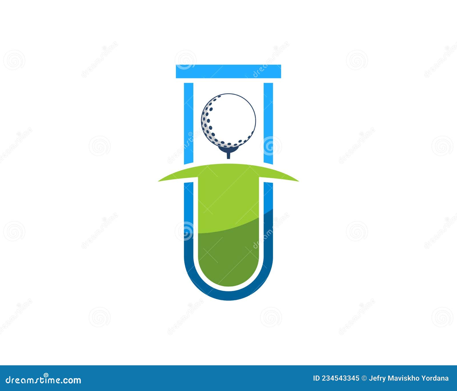Simple Bottle Laboratory with Golf Ball in the Field Stock Illustration
