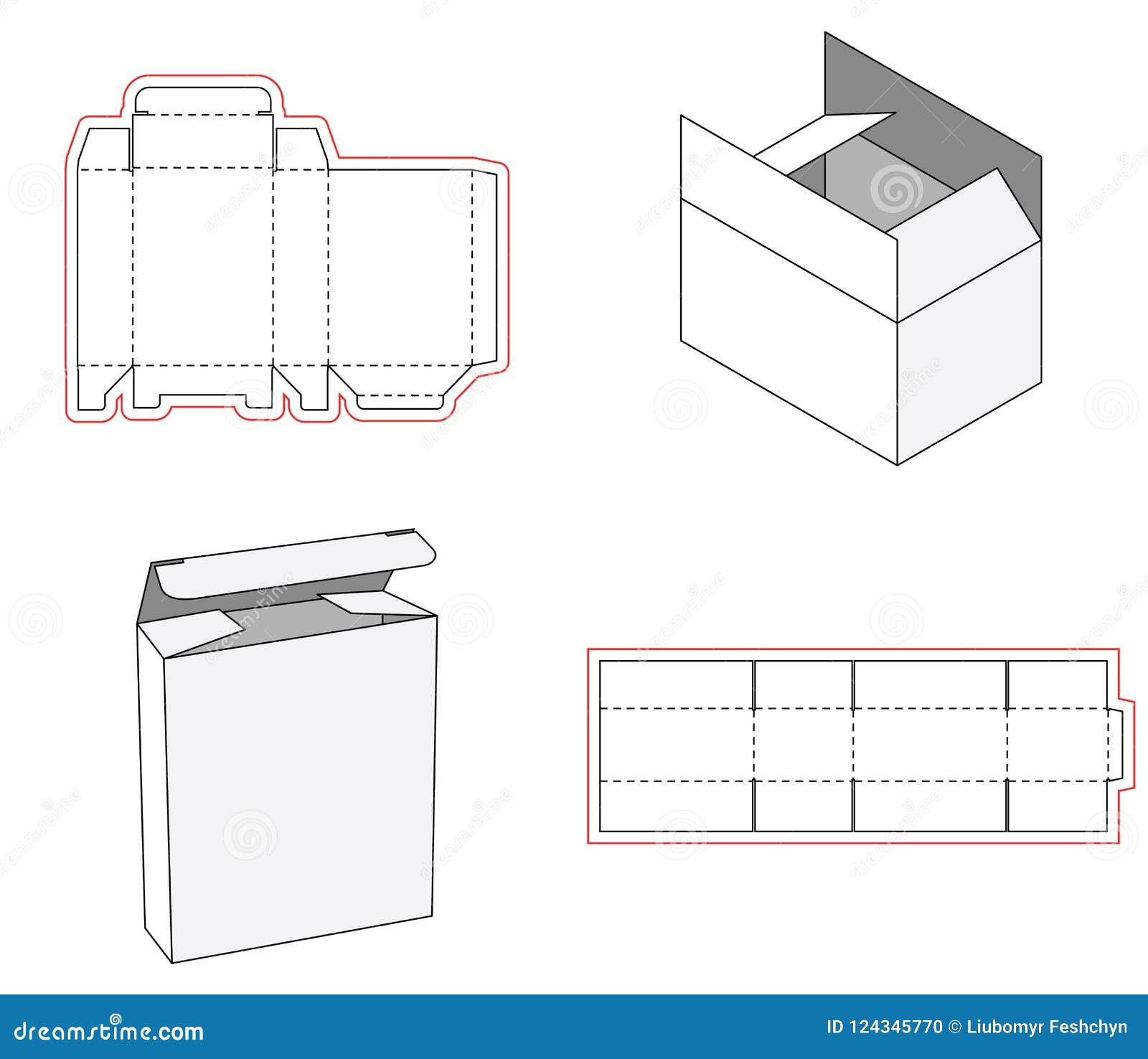 Simple Box Packaging Die Cut Out Template Design. 3d Mock-up