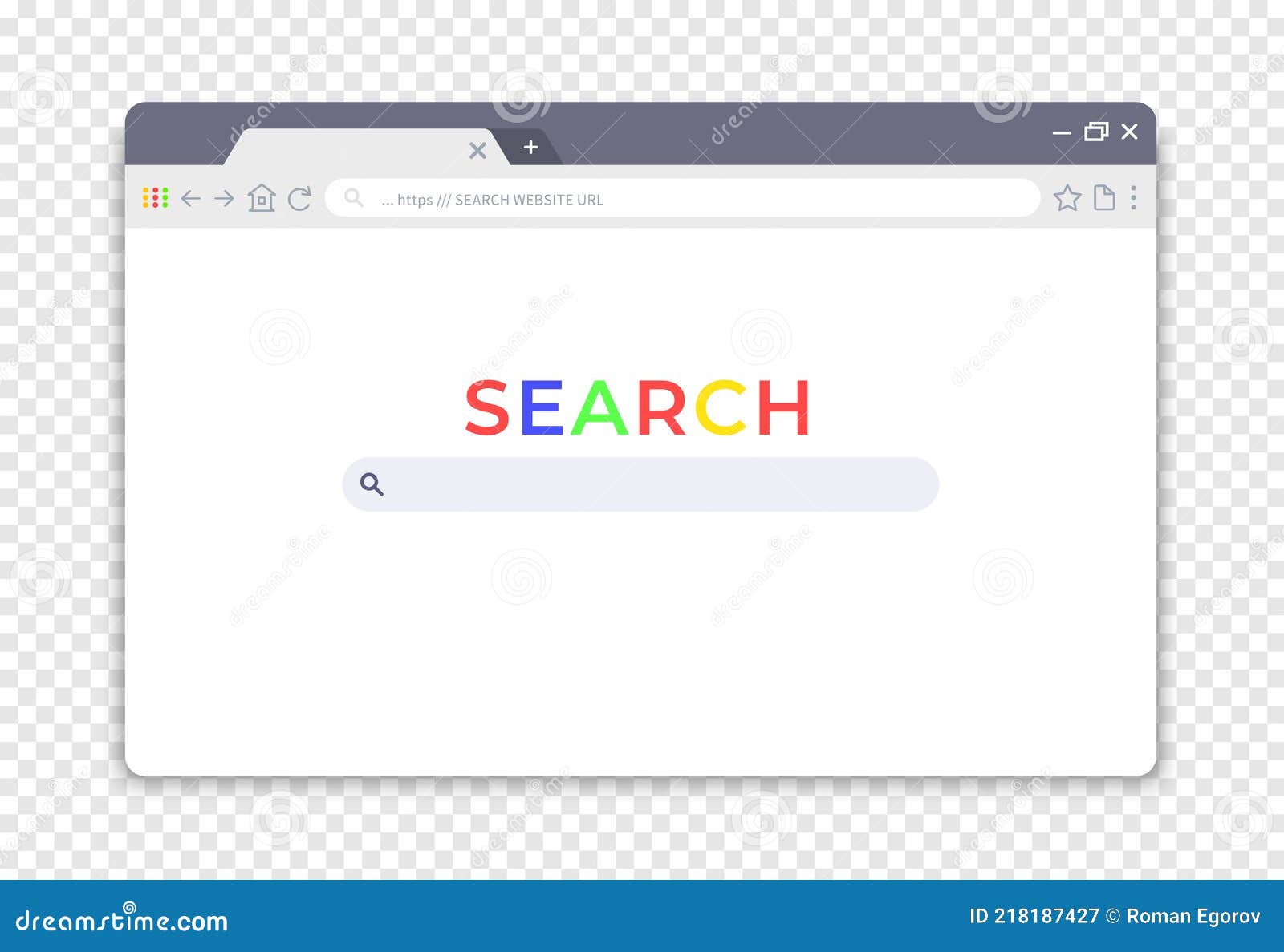 Simple Browser Interface. Website Window Search. Web Page UI with