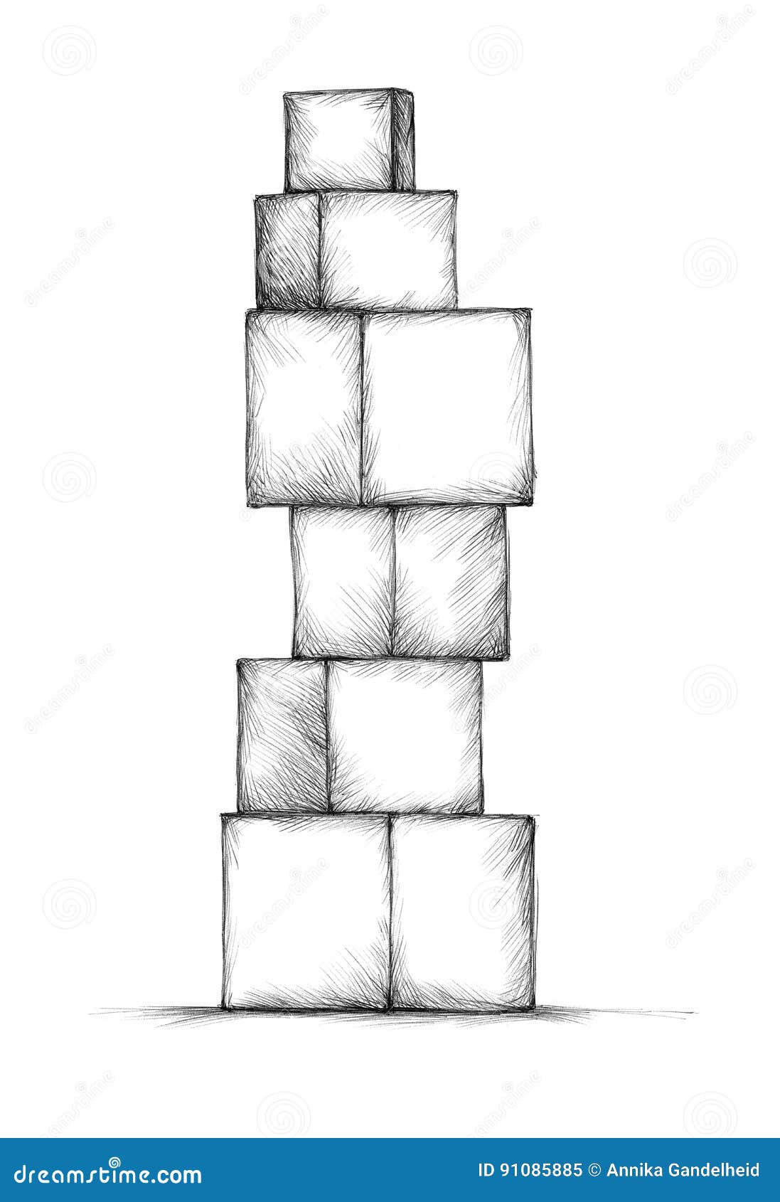 Simple Building Blocks Stacked Stock Illustration