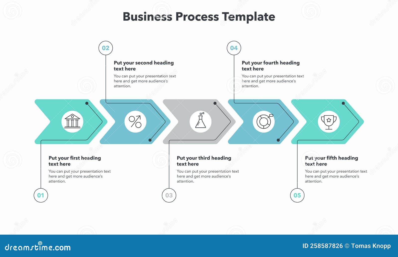 Simple Business Process Template with Five Colorful Stages Stock Vector Simple Business Process Template with Five Colorful Stages Stock Vector
